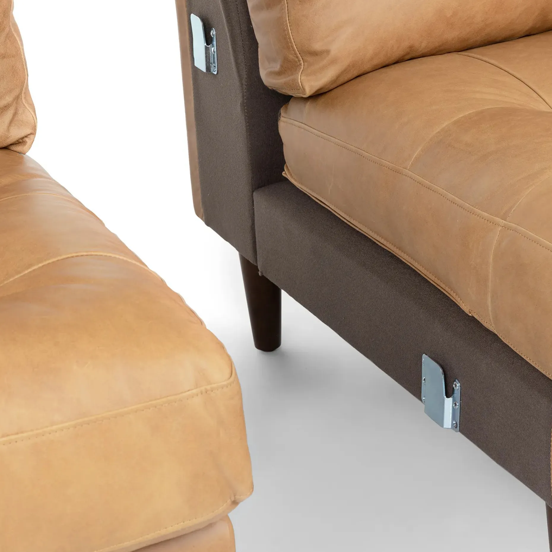 Sven 100" Tufted Leather Right Sectional - Charme Tan