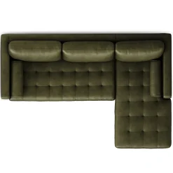 Sven 100" Tufted Leather Right Sectional - Charme Green