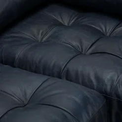 Sven 100" Tufted Leather Right Sectional - Oxford Blue