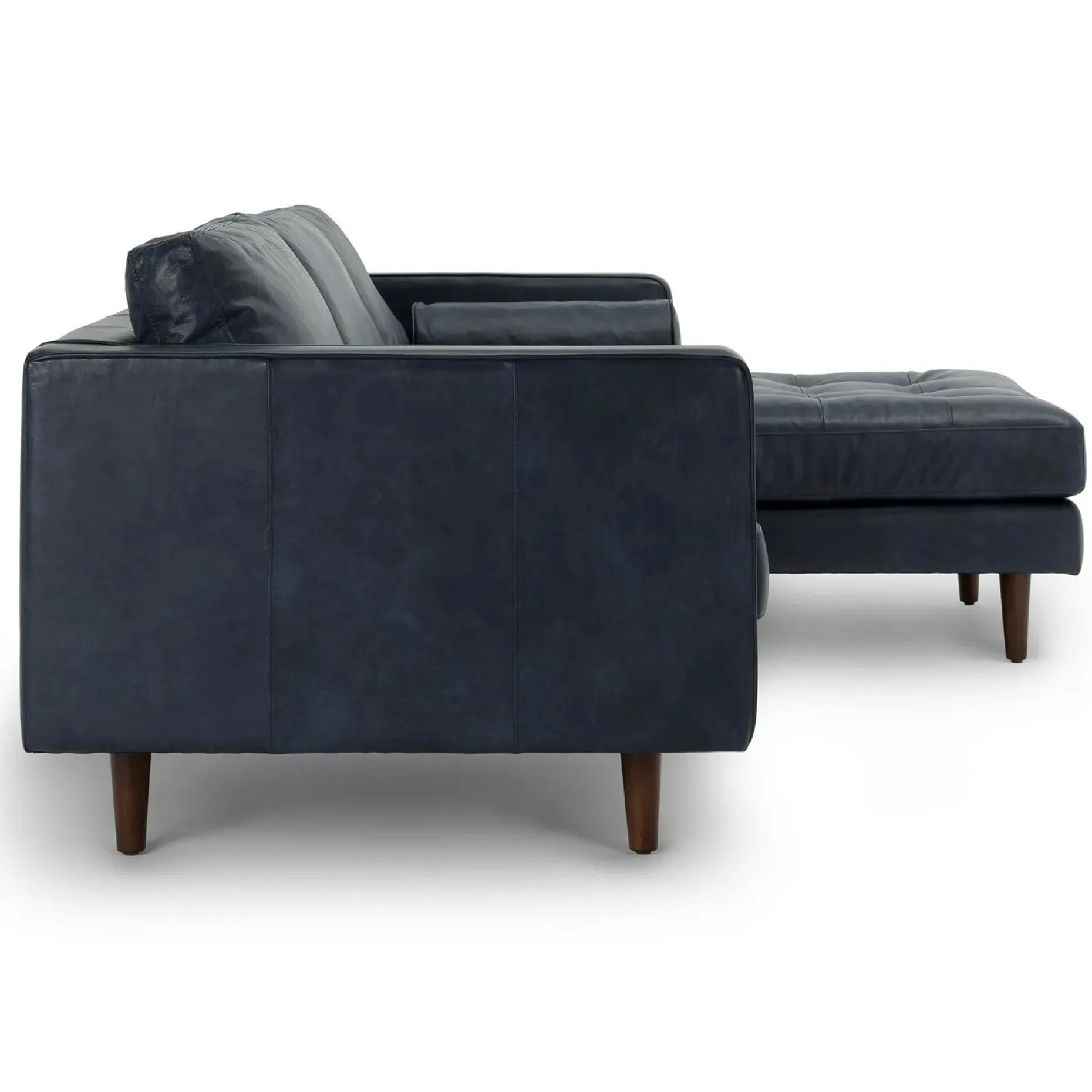 Sven 100" Tufted Leather Right Sectional - Oxford Blue