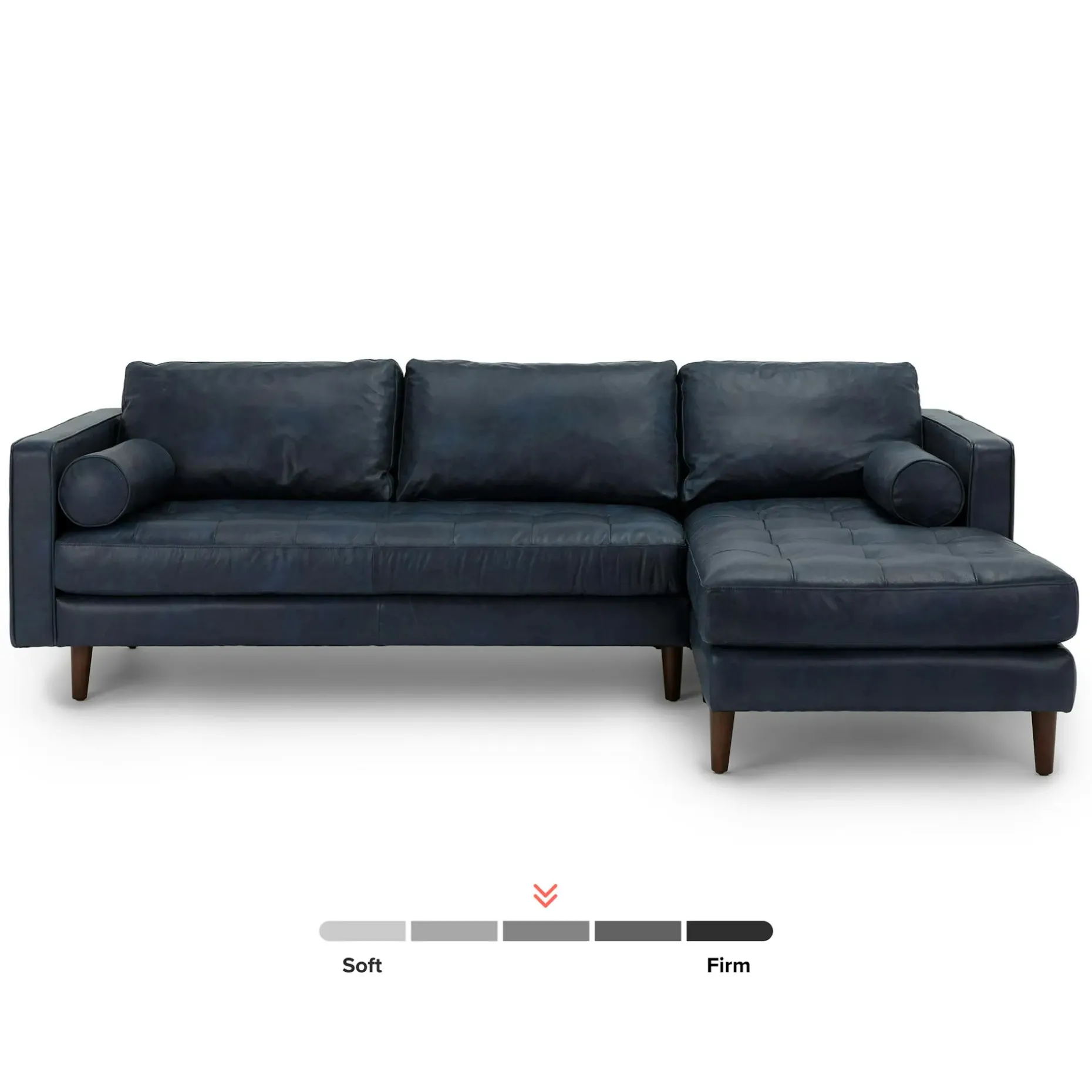 Sven 100" Tufted Leather Right Sectional - Oxford Blue
