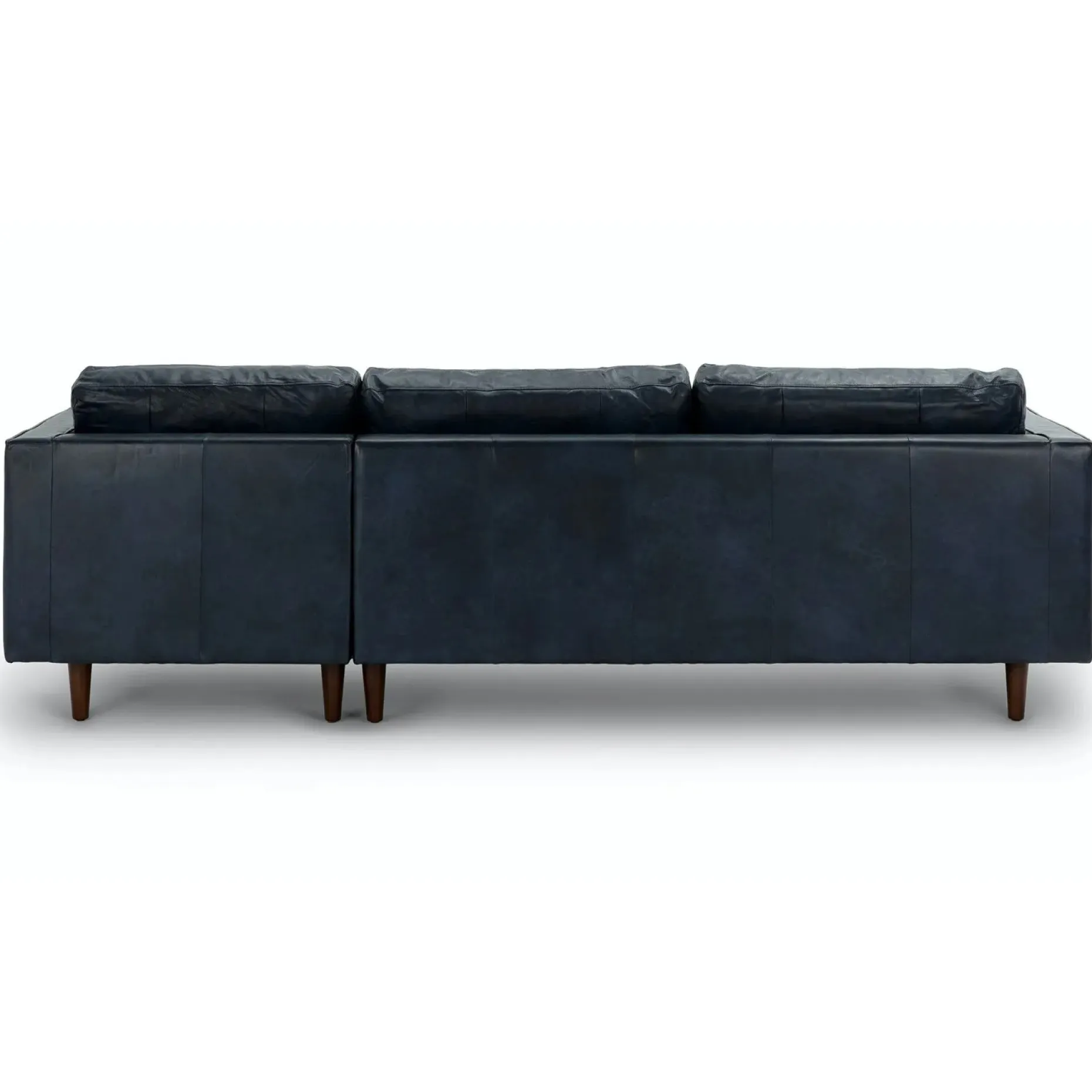 Sven 100" Tufted Leather Right Sectional - Oxford Blue