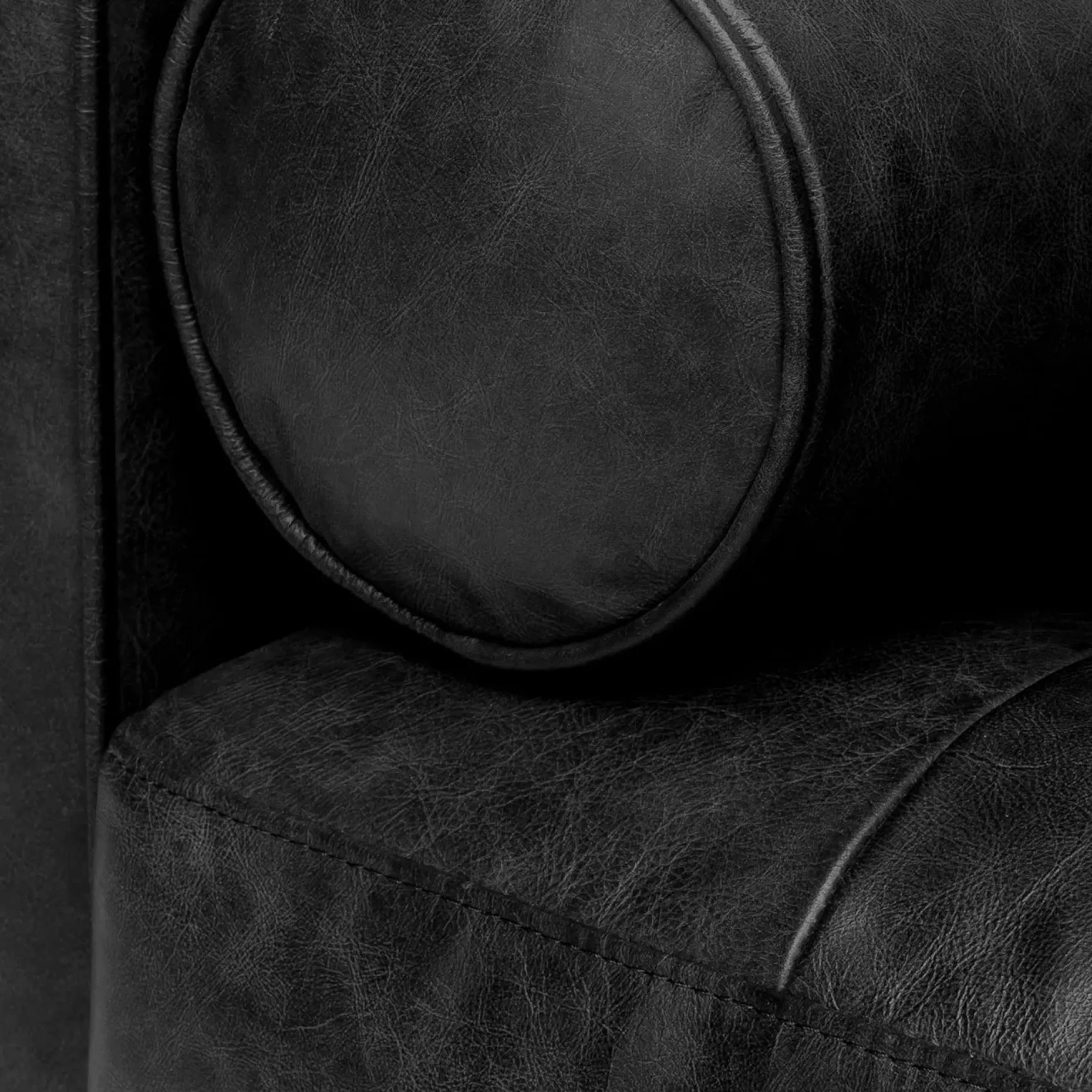 Sven 100" Tufted Leather Right Sectional - Oxford Black