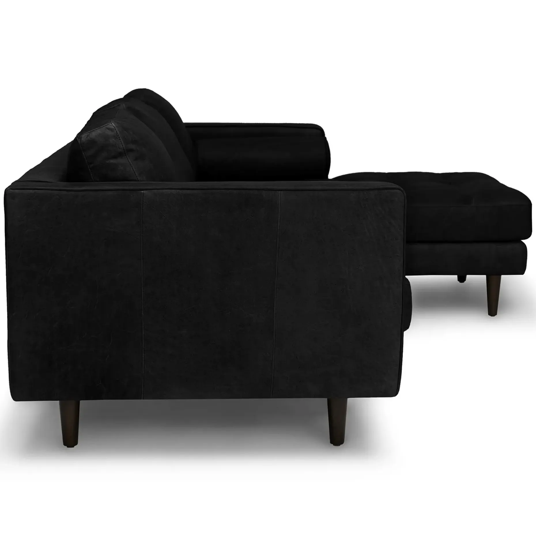 Sven 100" Tufted Leather Right Sectional - Oxford Black