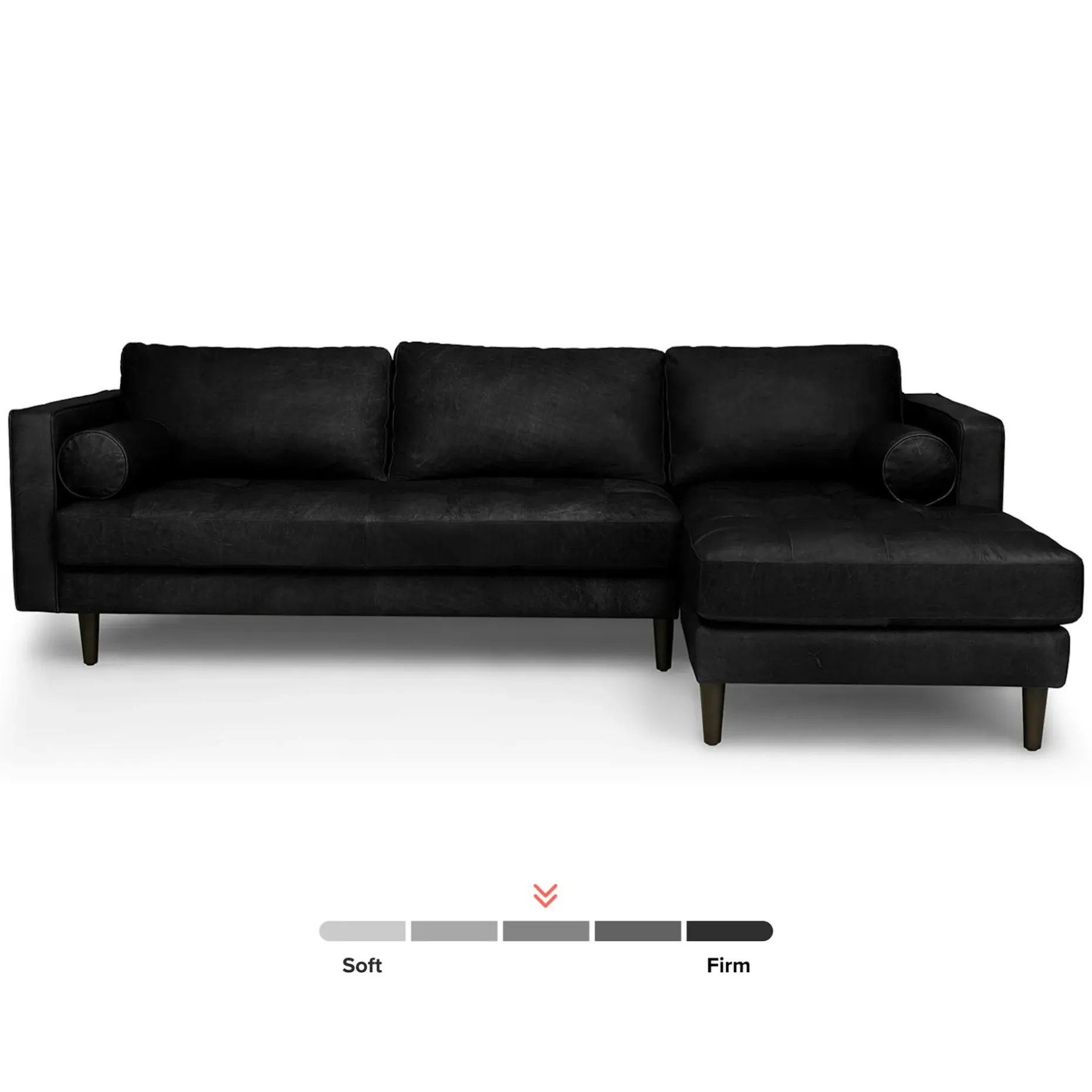 Sven 100" Tufted Leather Right Sectional - Oxford Black