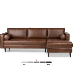 Sven 100" Tufted Leather Right Sectional - Taos Brown