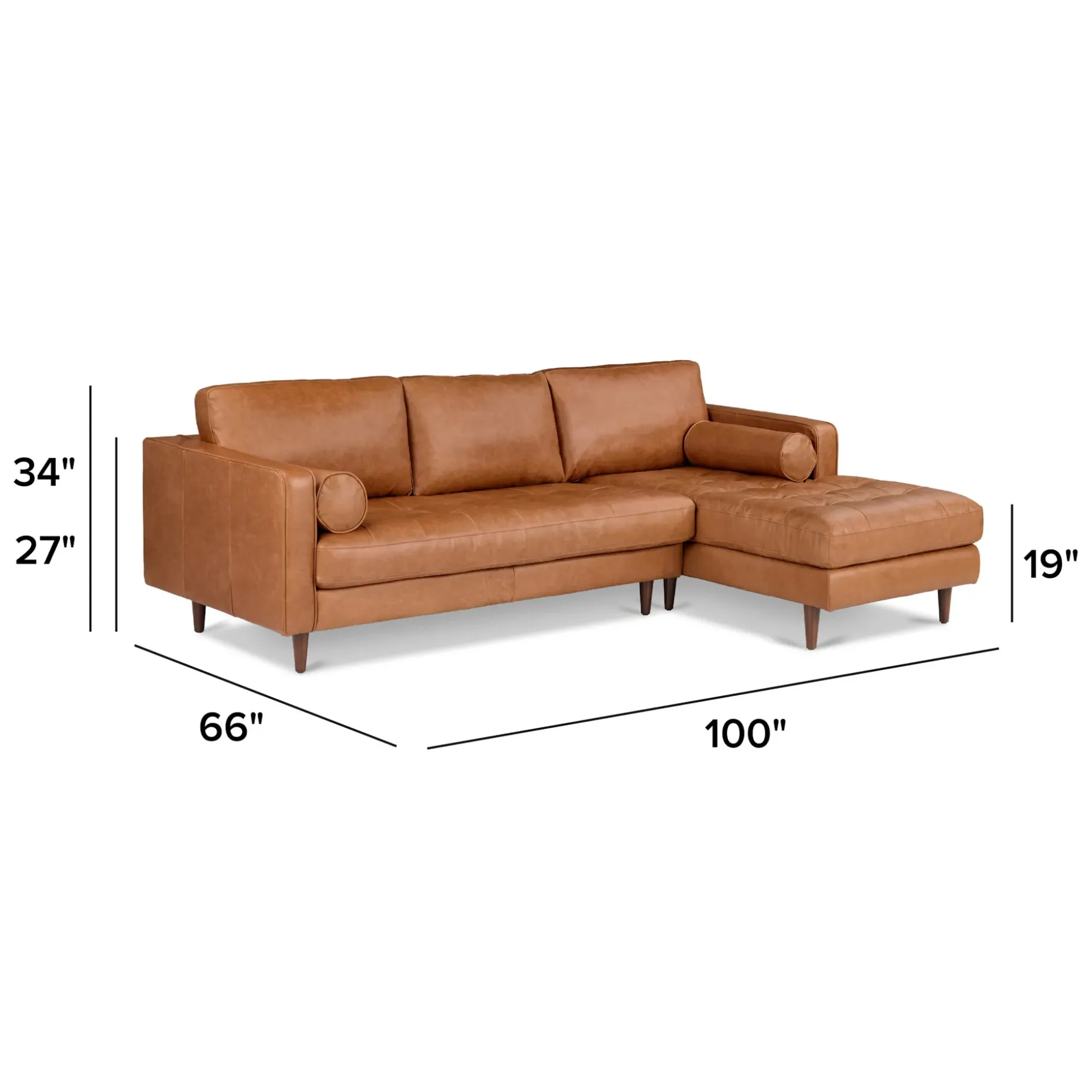 Sven 100" Tufted Leather Right Sectional - Salerno Tan