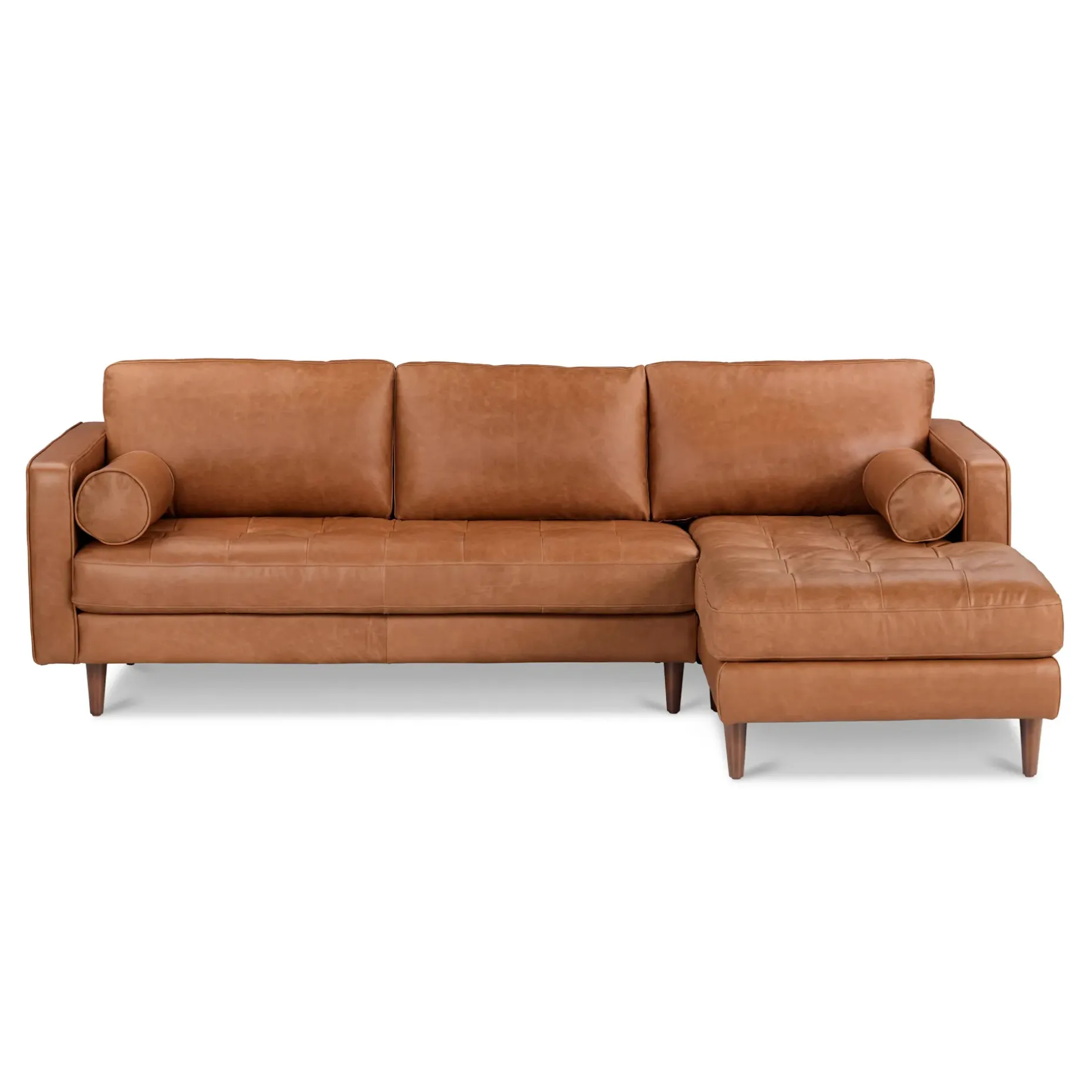Sven 100" Tufted Leather Right Sectional - Salerno Tan