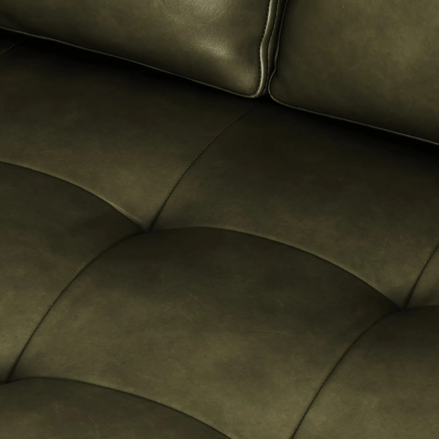 Sven 88" Tufted Leather Sofa - Charme Green