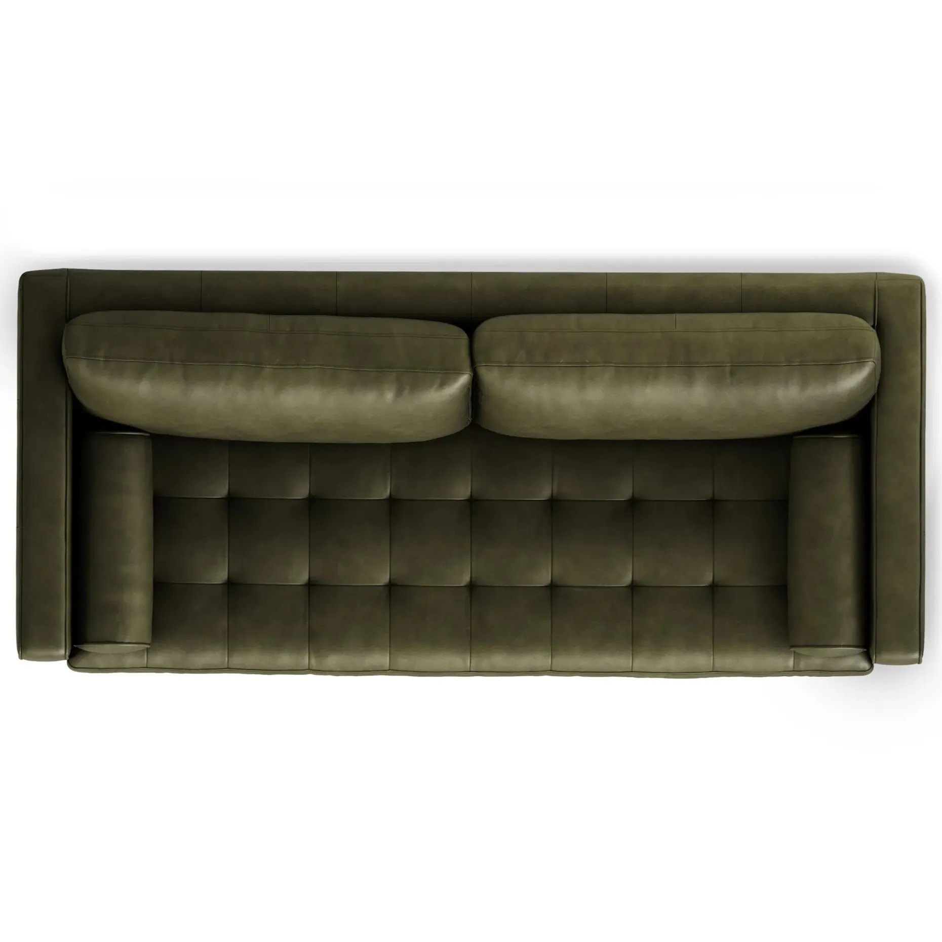 Sven 88" Tufted Leather Sofa - Charme Green