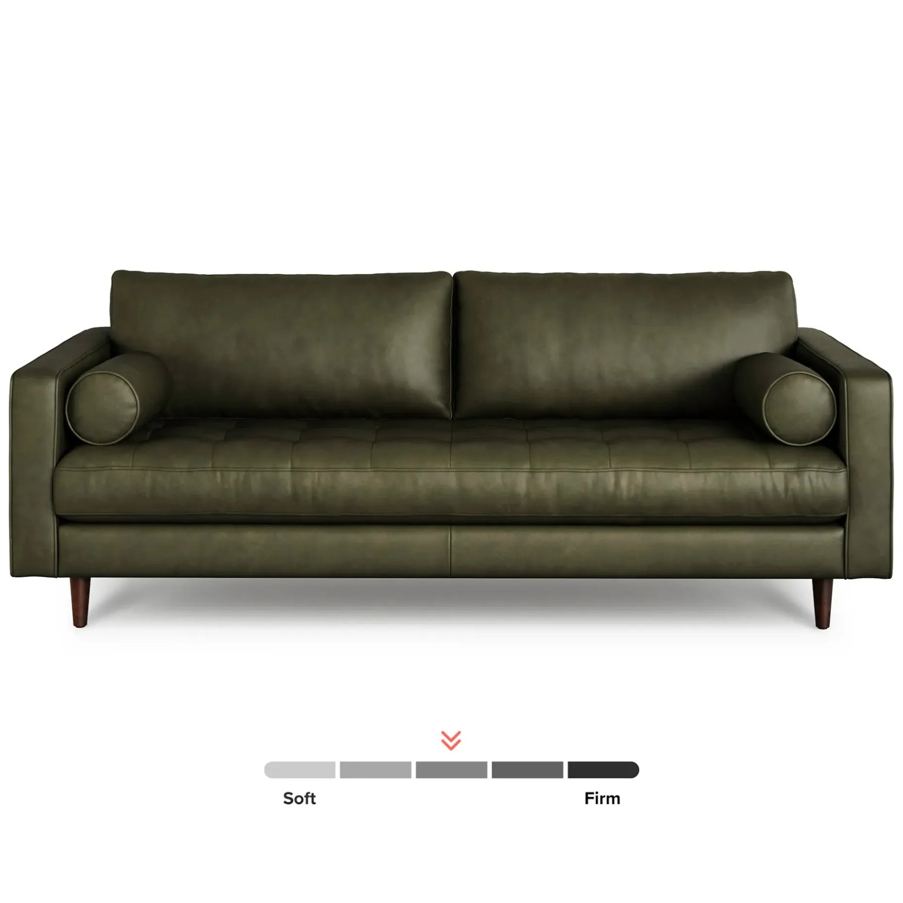 Sven 88" Tufted Leather Sofa - Charme Green