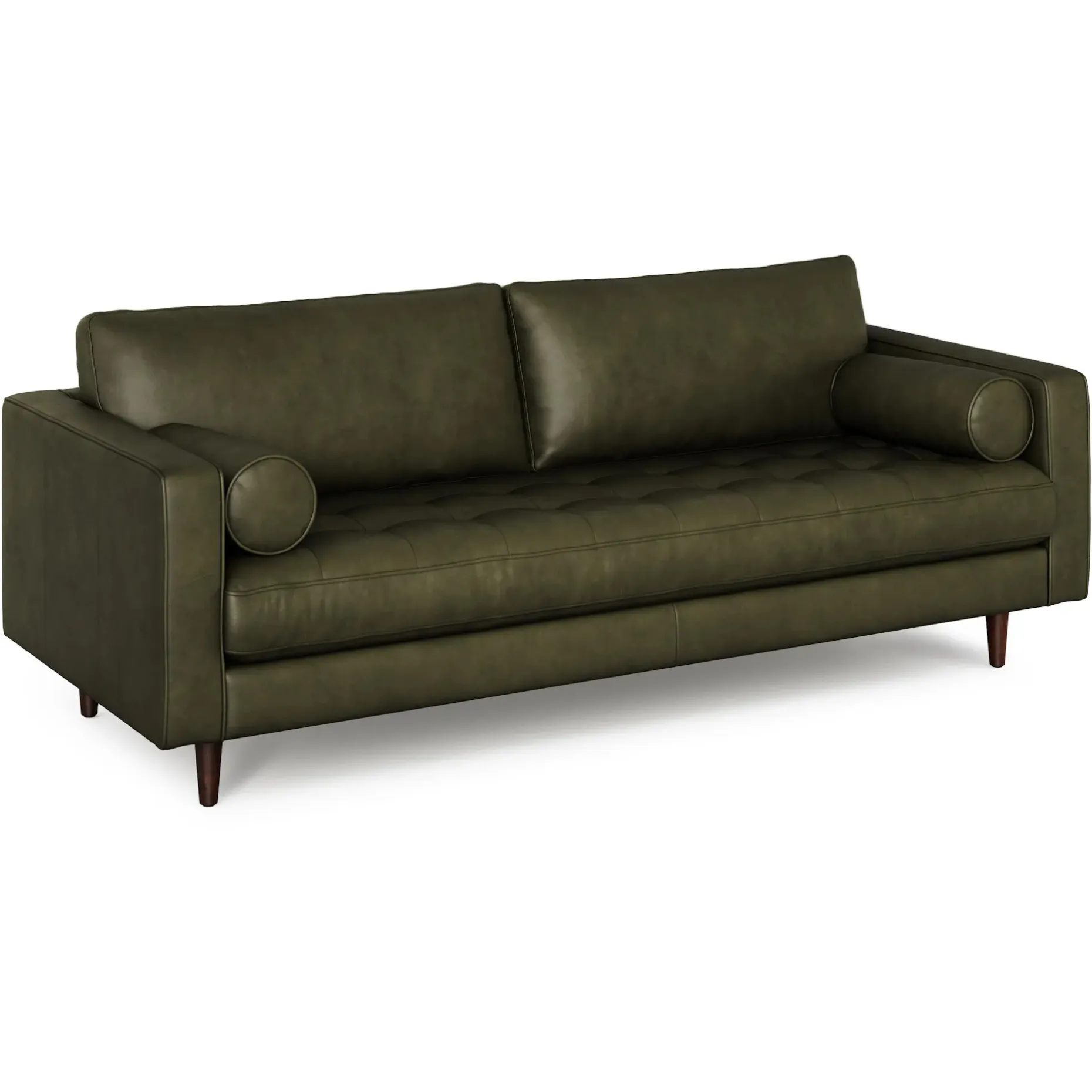 Sven 88" Tufted Leather Sofa - Charme Green