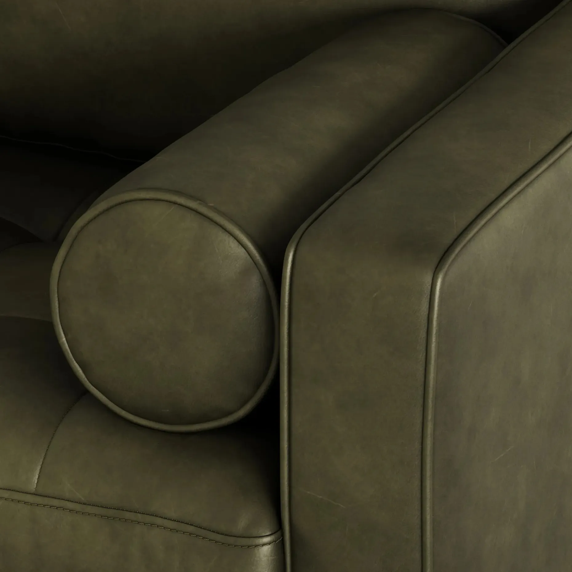 Sven 88" Tufted Leather Sofa - Charme Green