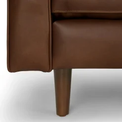 Sven 88" Tufted Leather Sofa - Charme Chocolat
