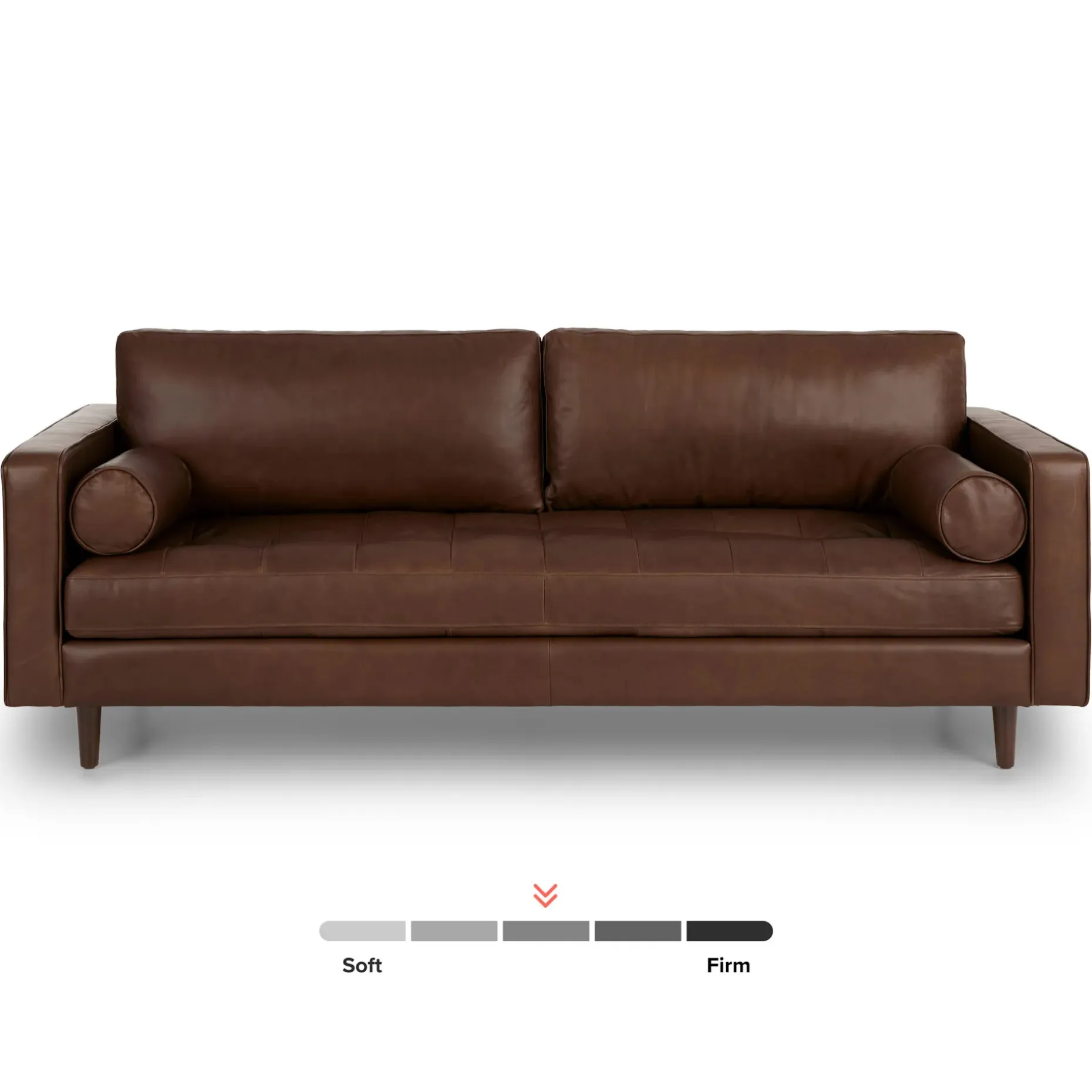 Sven 88" Tufted Leather Sofa - Charme Chocolat