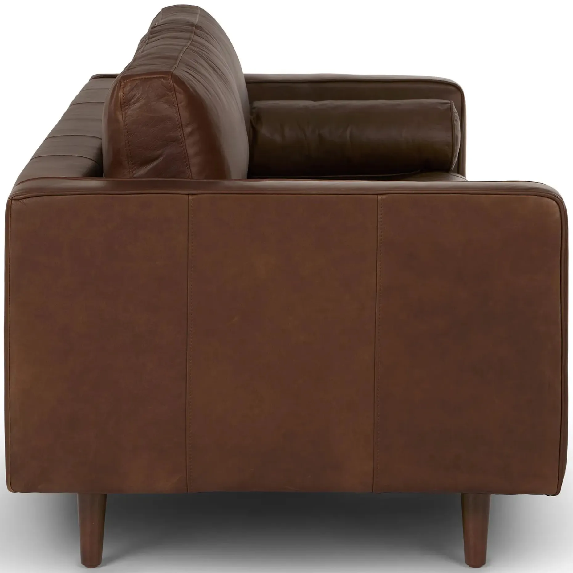 Sven 88" Tufted Leather Sofa - Charme Chocolat
