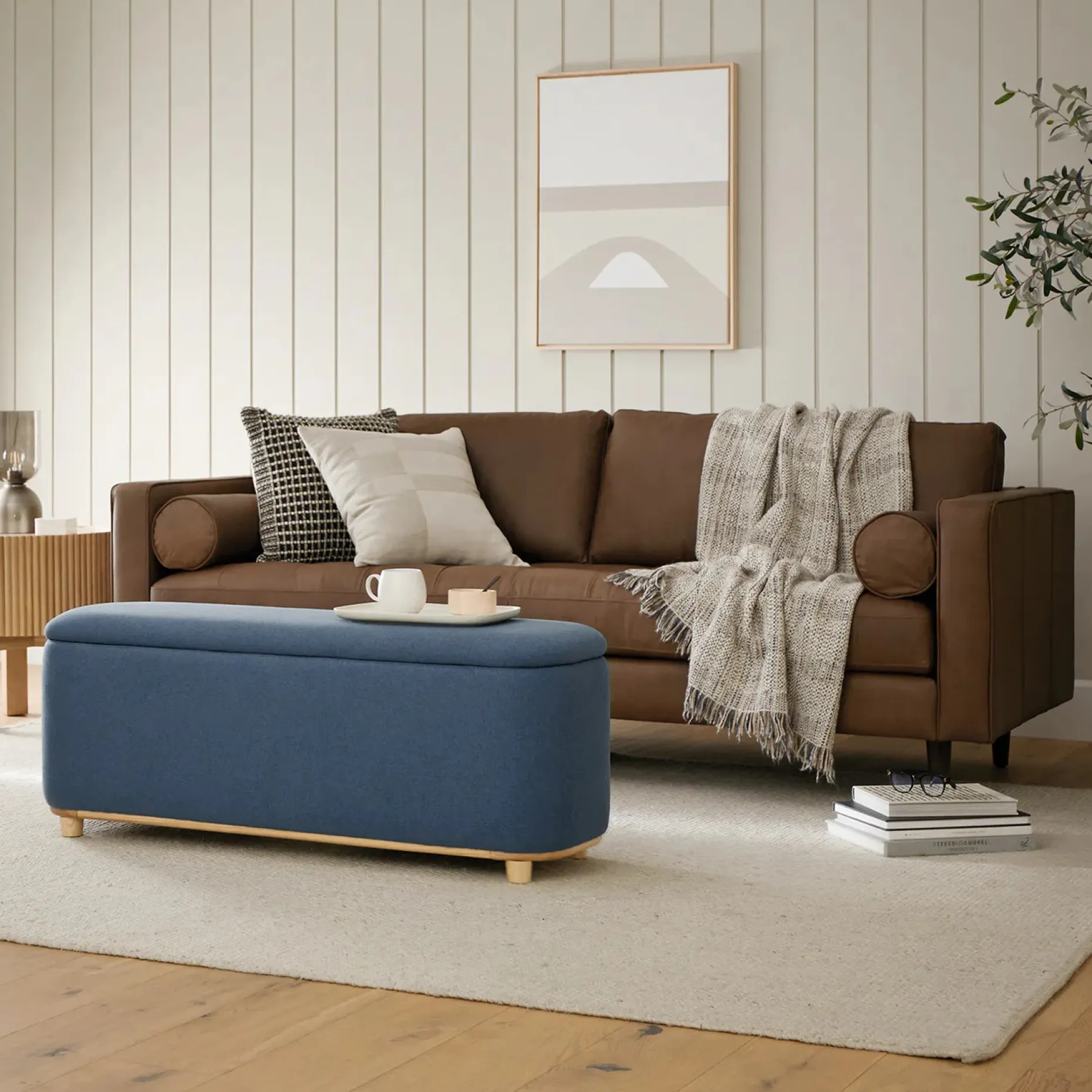 Sven 88" Tufted Leather Sofa - Charme Chocolat