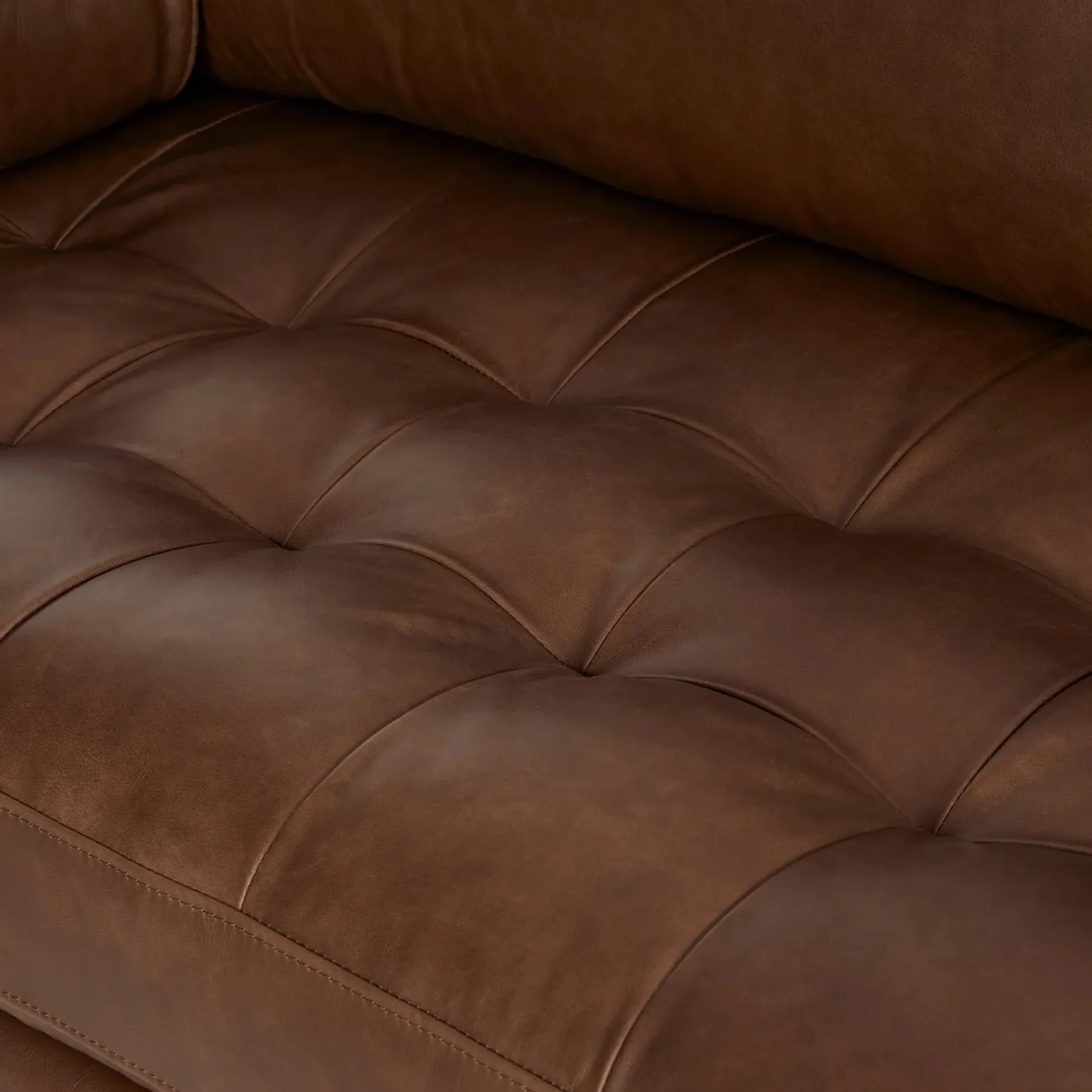 Sven 88" Tufted Leather Sofa - Charme Chocolat