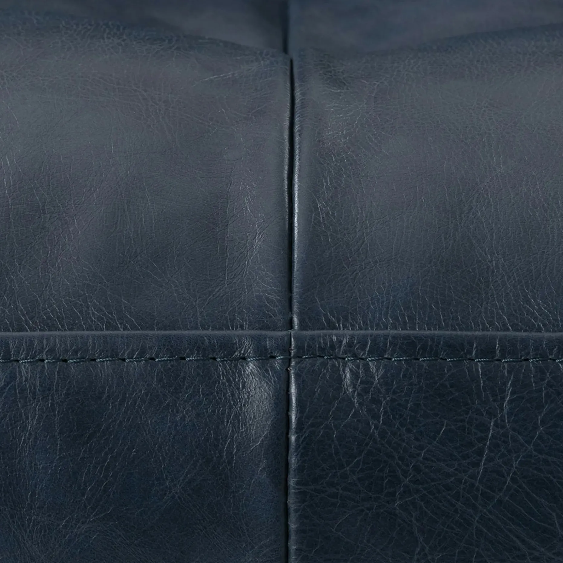 Sven 88" Tufted Leather Sofa - Oxford Blue