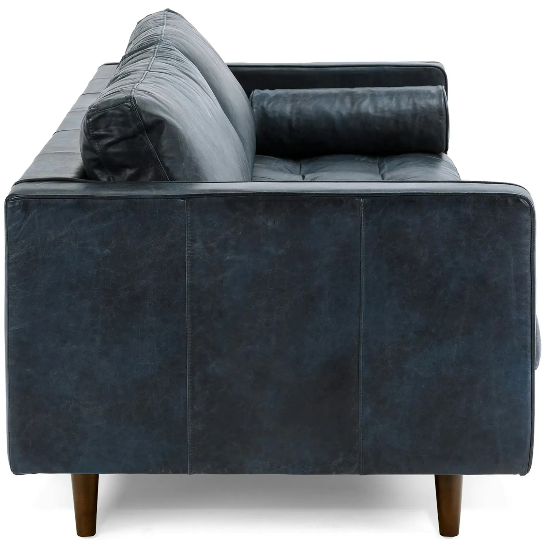 Sven 88" Tufted Leather Sofa - Oxford Blue