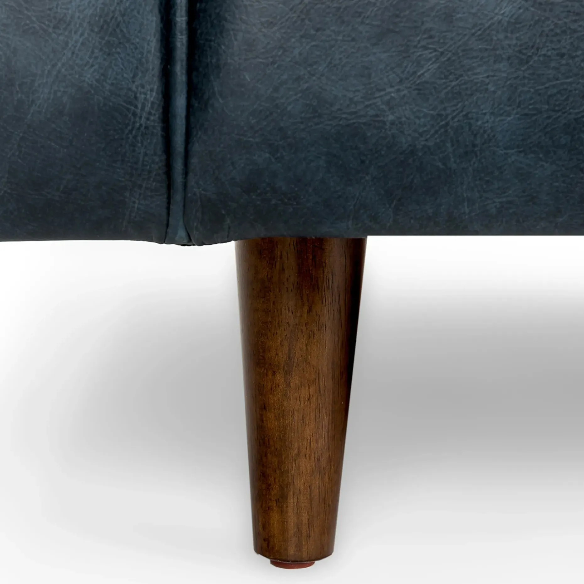 Sven 88" Tufted Leather Sofa - Oxford Blue