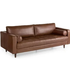 Sven 88" Tufted Leather Sofa - Taos Brown