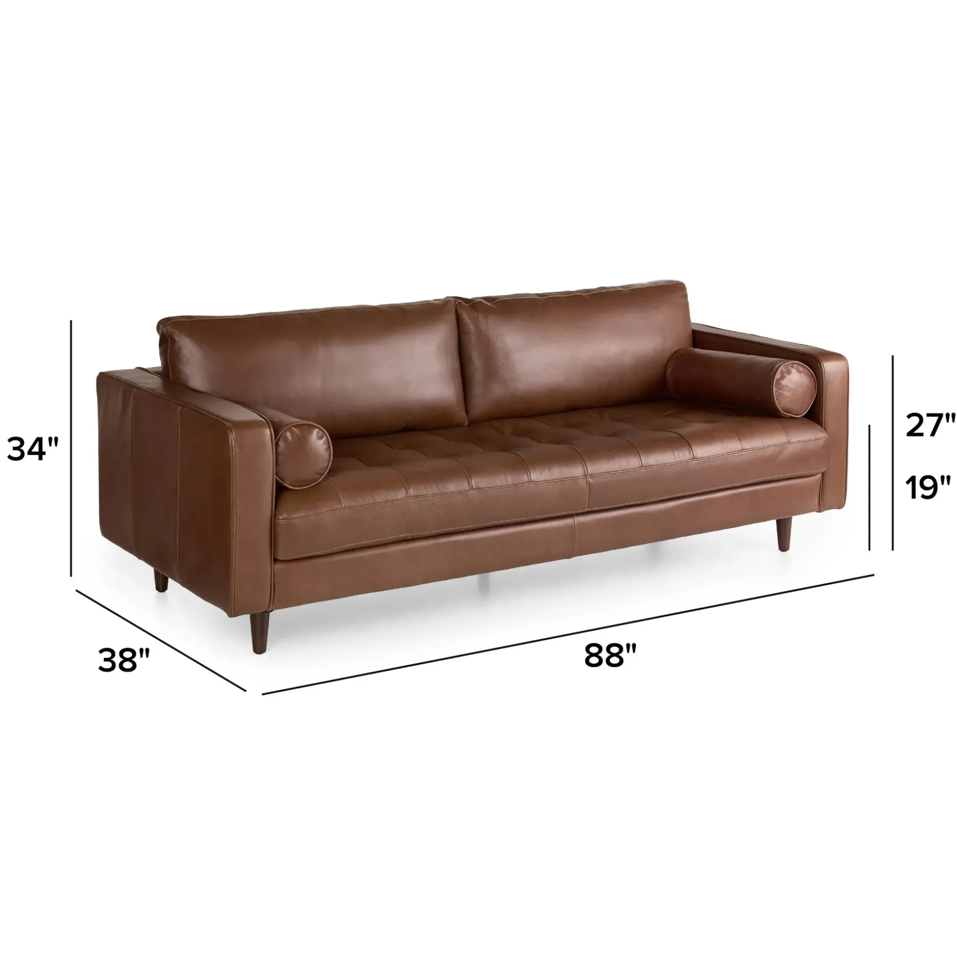 Sven 88" Tufted Leather Sofa - Taos Brown