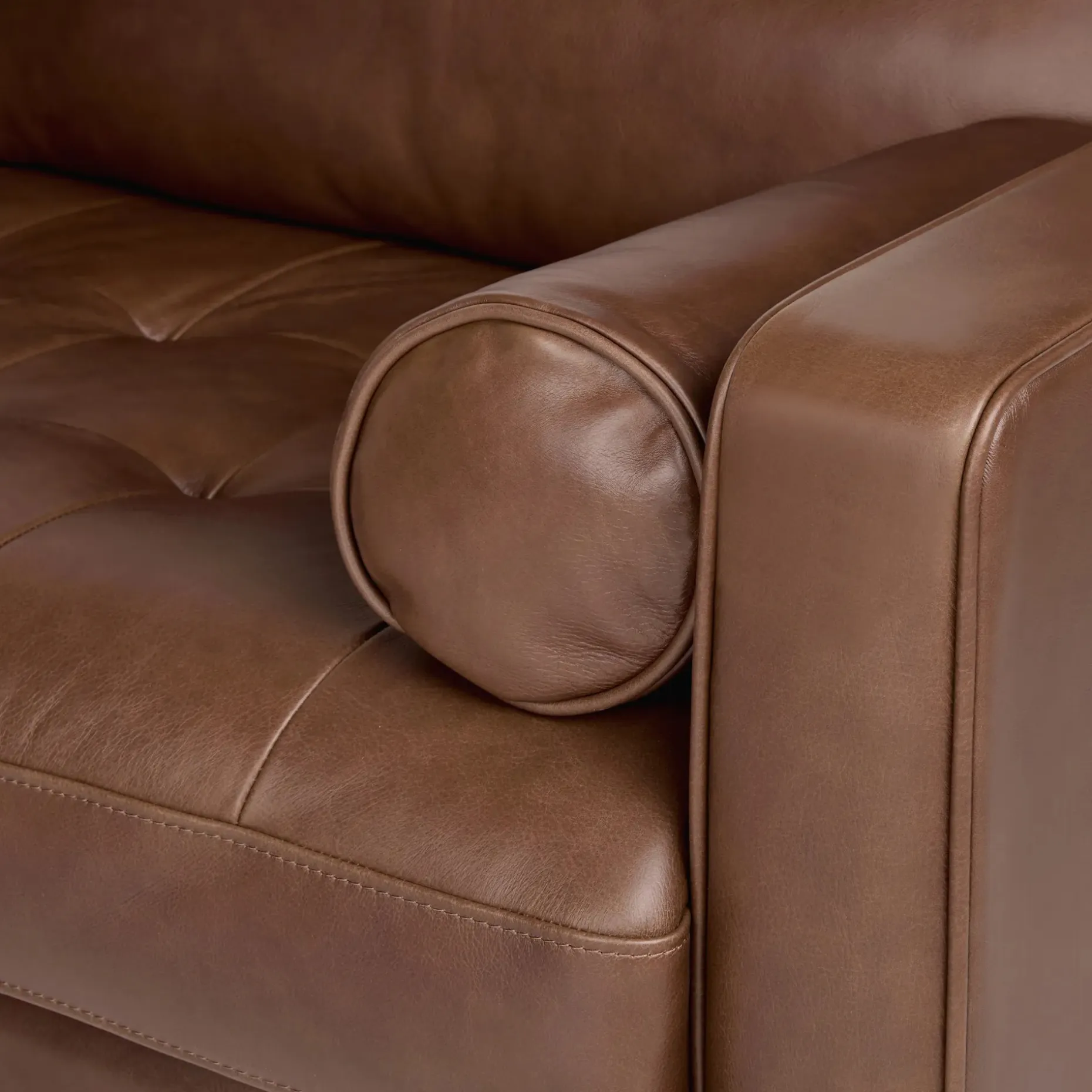 Sven 88" Tufted Leather Sofa - Taos Brown
