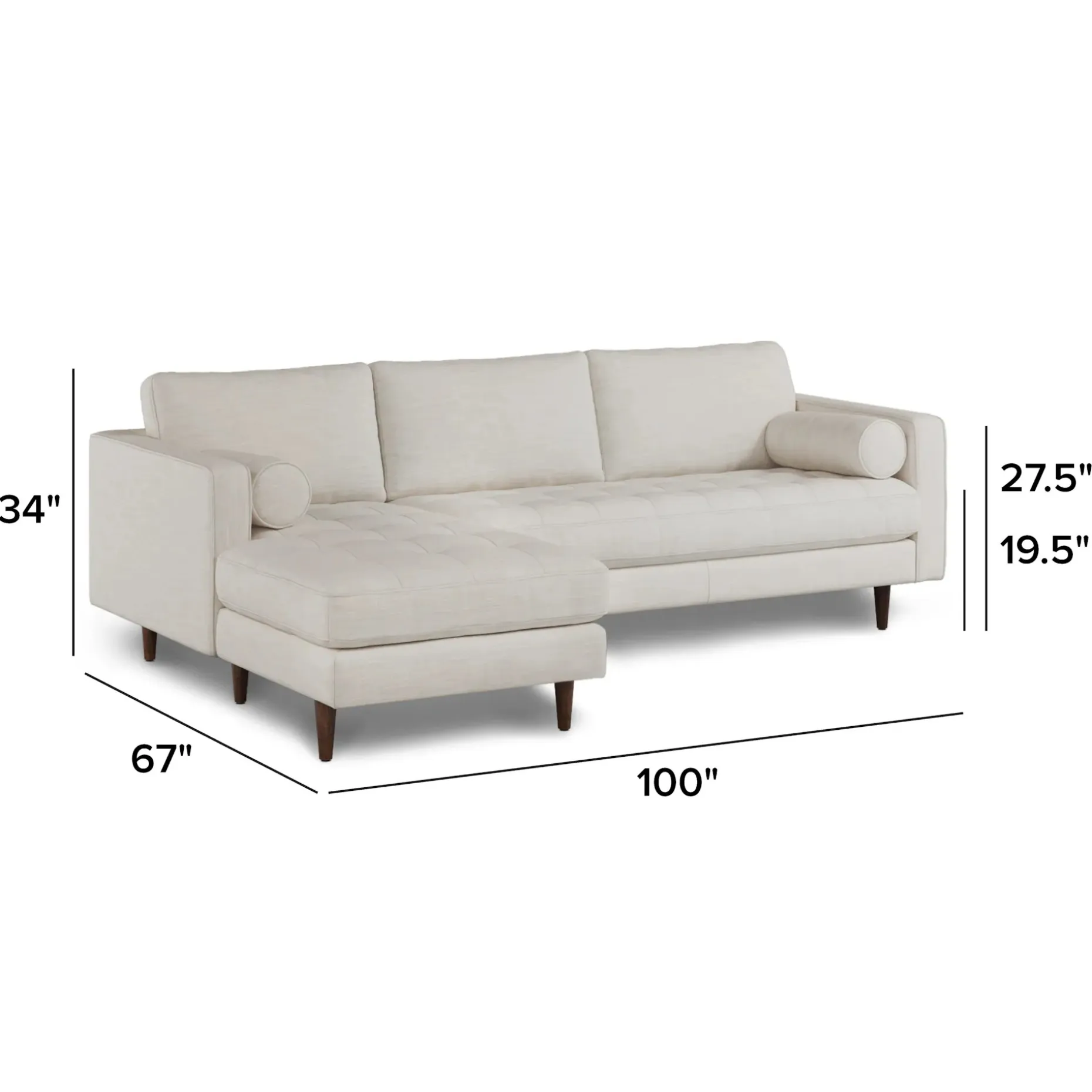 Sven 100" Tufted Left Sectional - Biscuit Cream