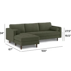 Sven 100" Tufted Left Sectional - Fir Green