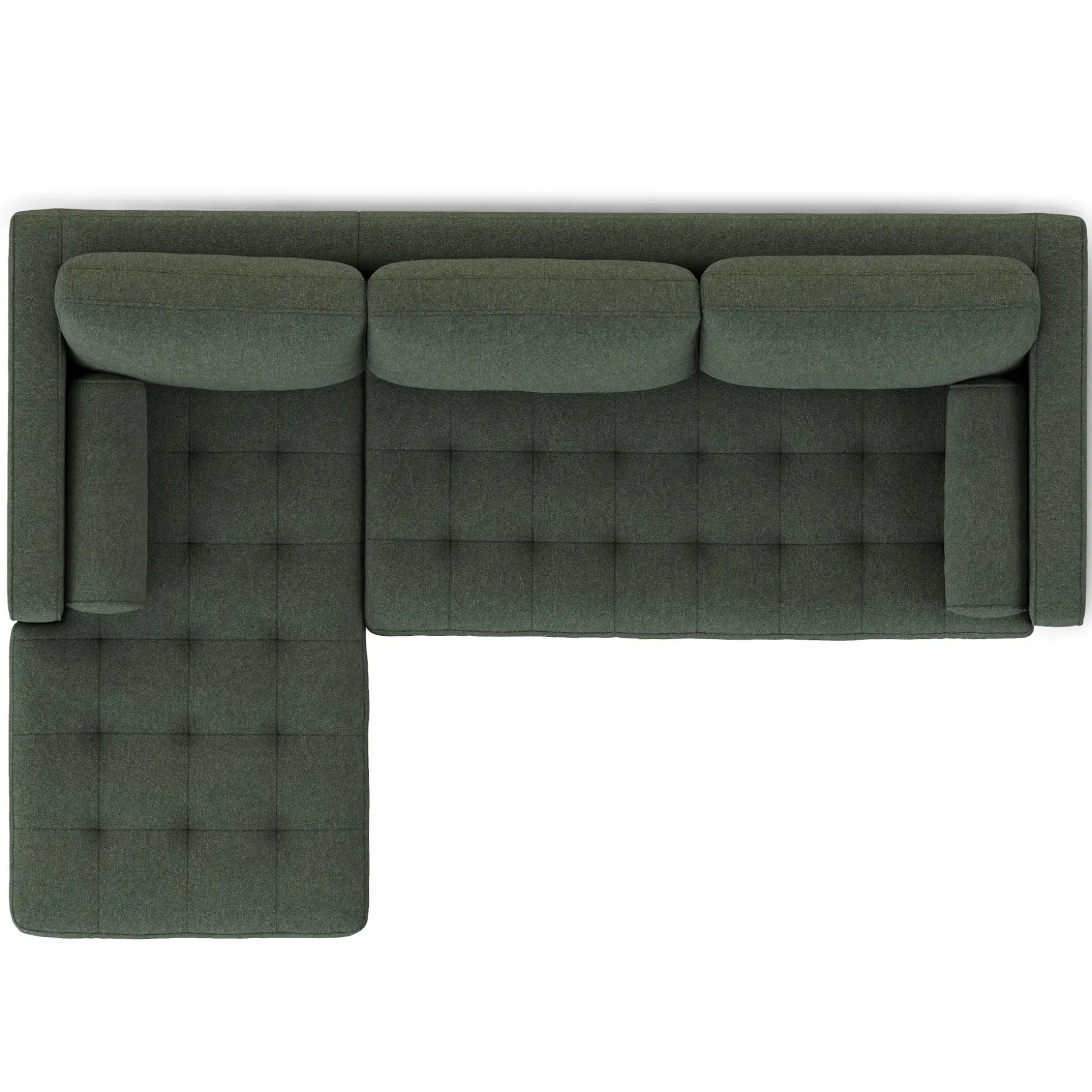 Sven 100" Tufted Left Sectional - Green Wool Bouclé