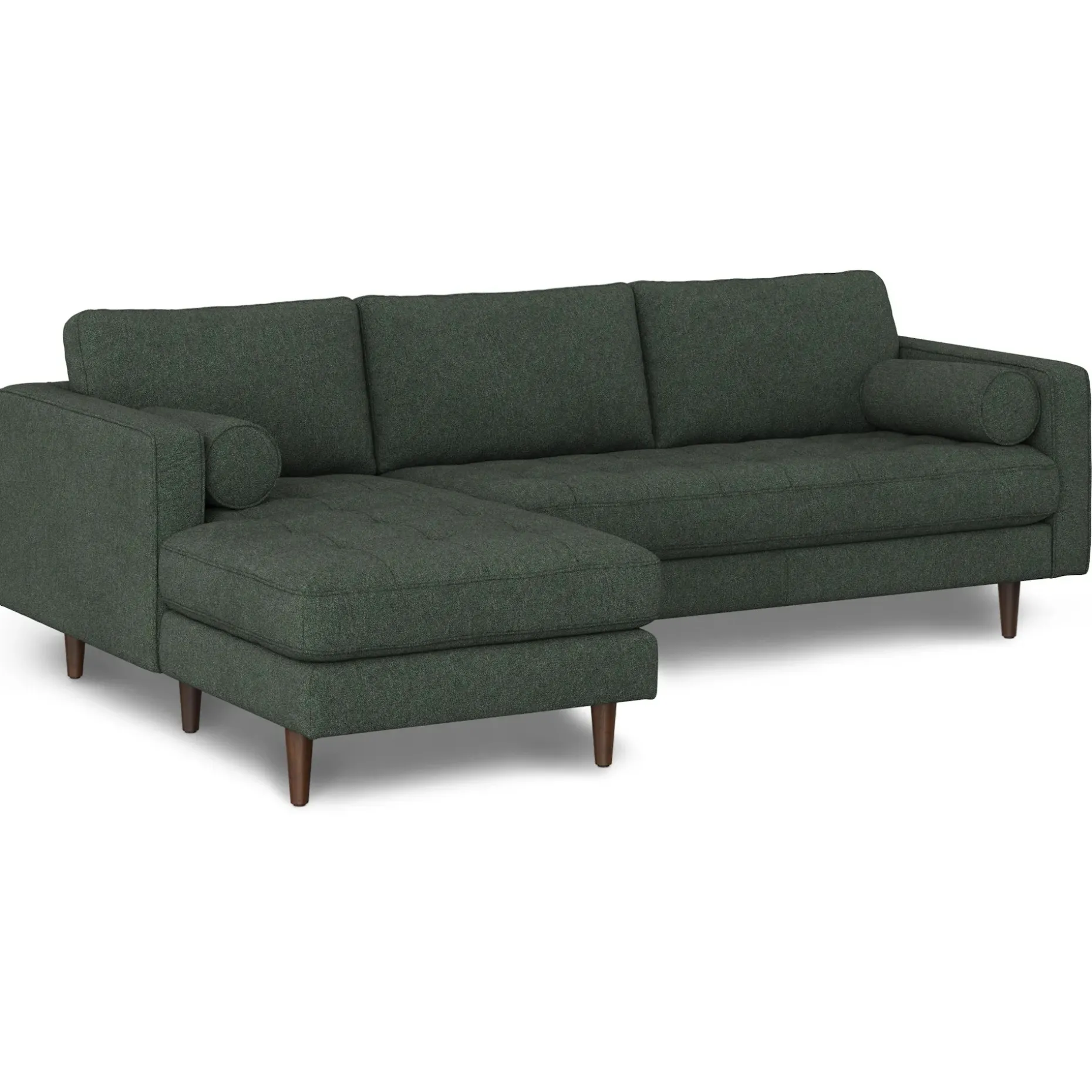 Sven 100" Tufted Left Sectional - Green Wool Bouclé