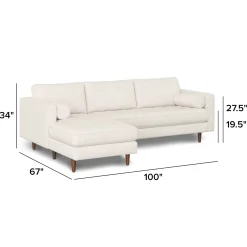 Sven 100" Tufted Left Sectional - Ivory Wool Bouclé