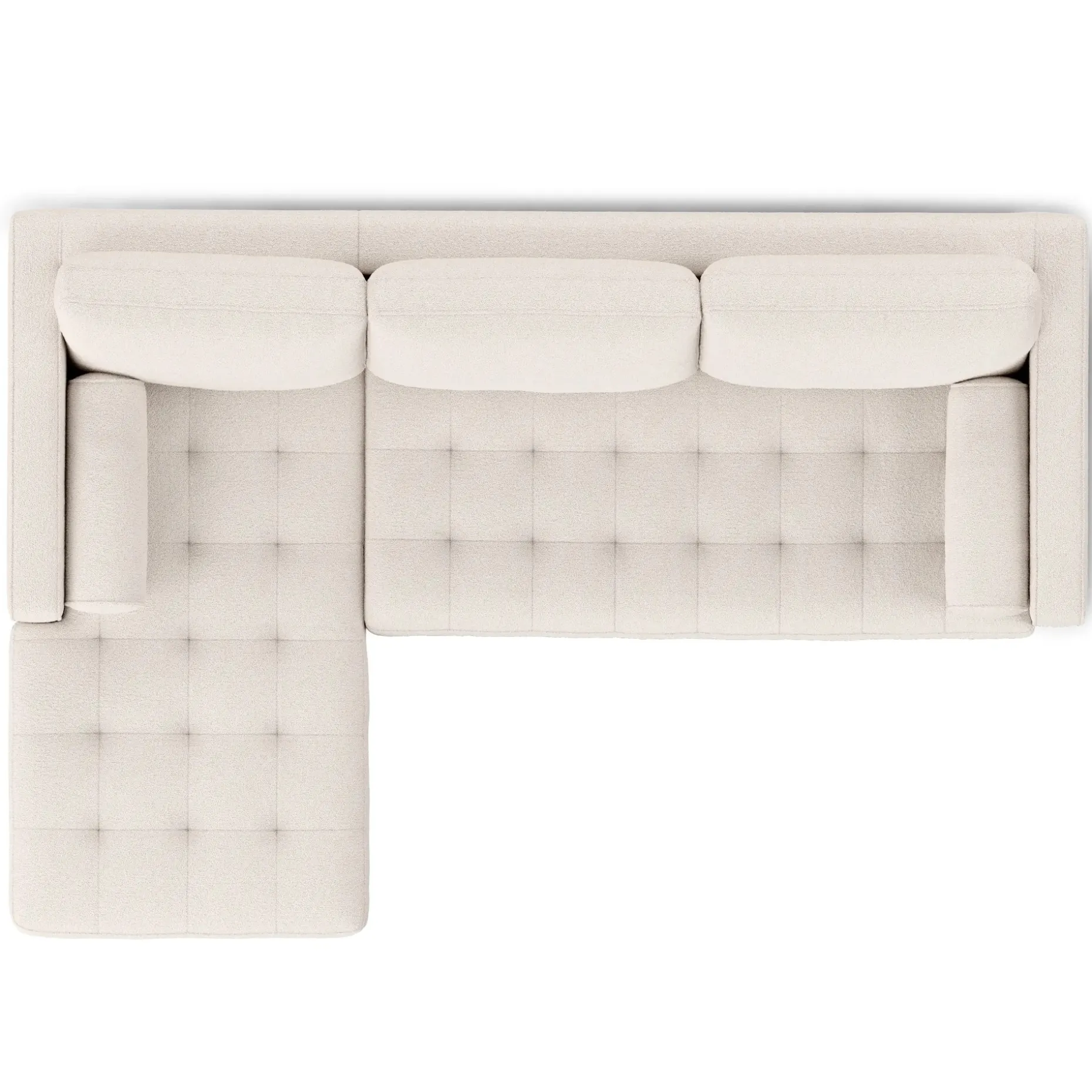 Sven 100" Tufted Left Sectional - Ivory Wool Bouclé