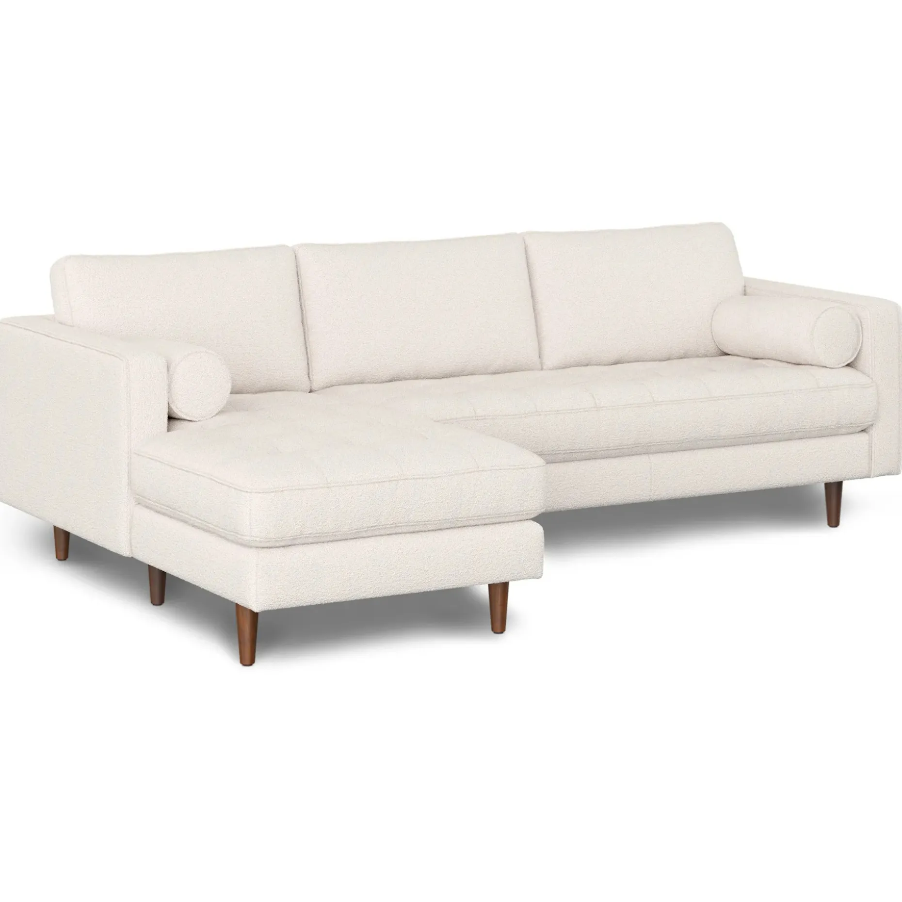 Sven 100" Tufted Left Sectional - Ivory Wool Bouclé