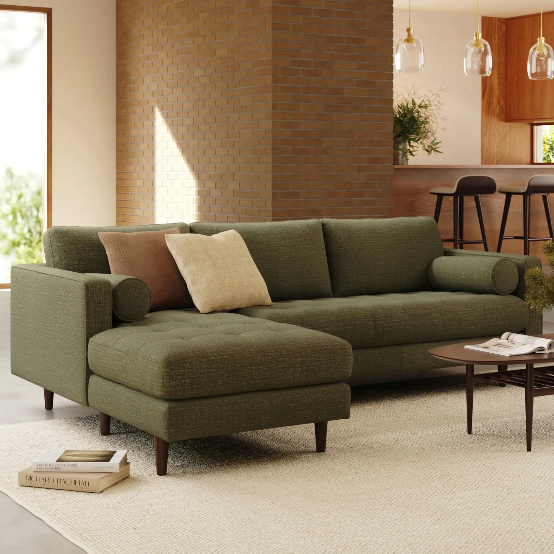 Sven 100" Tufted Left Sectional - Napa Moss