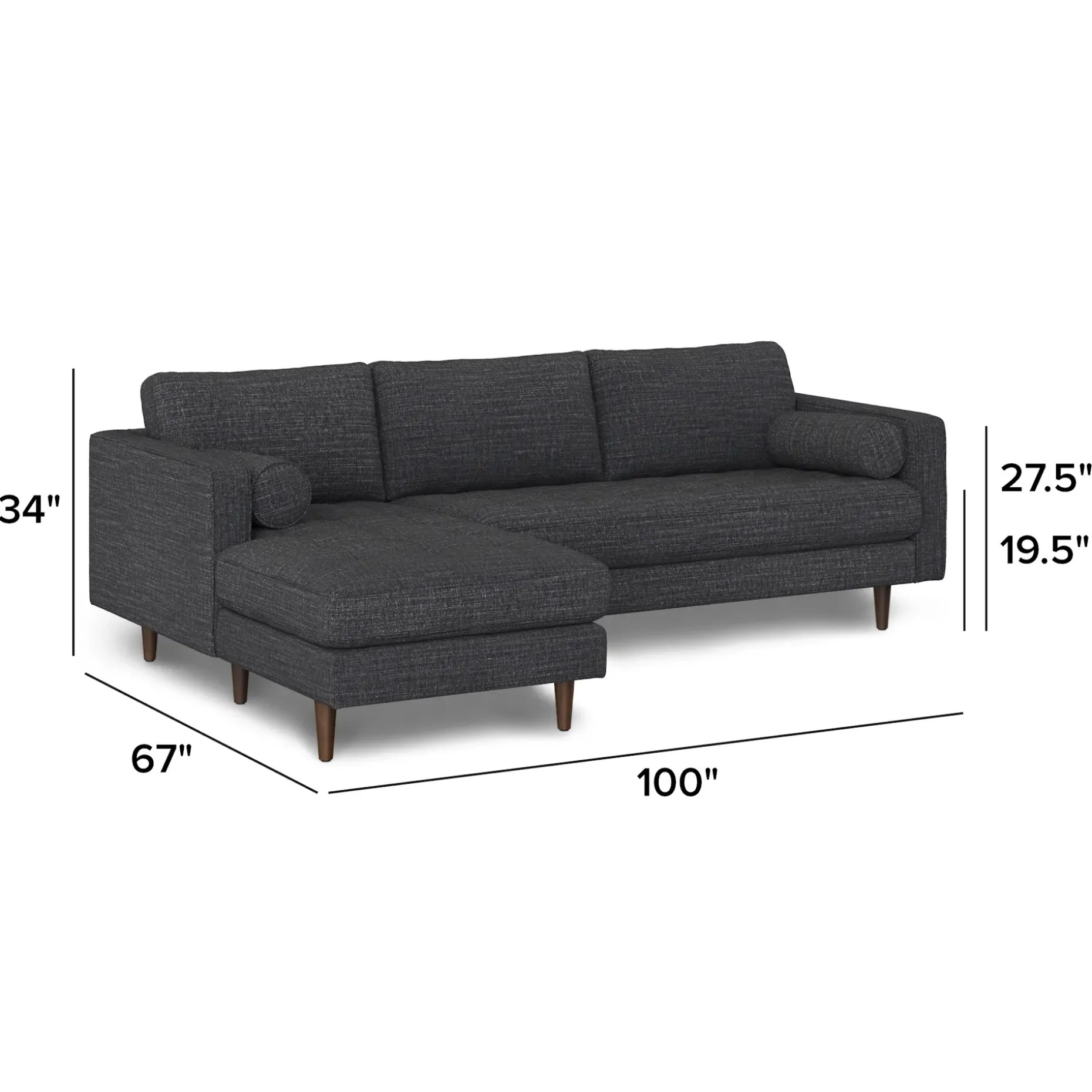 Sven 100" Tufted Left Sectional - Napa Charcoal