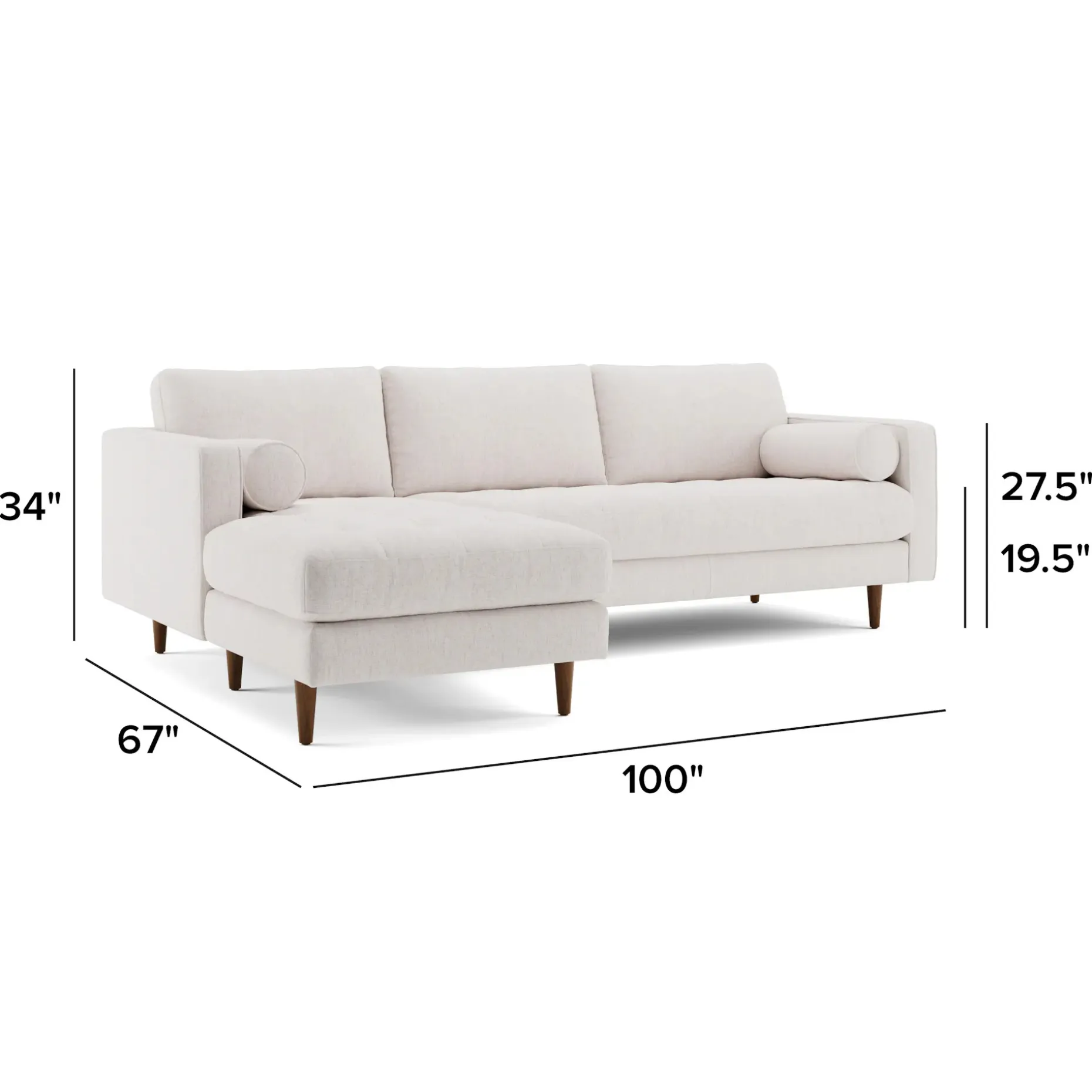 Sven 100" Tufted Left Sectional - Napa White