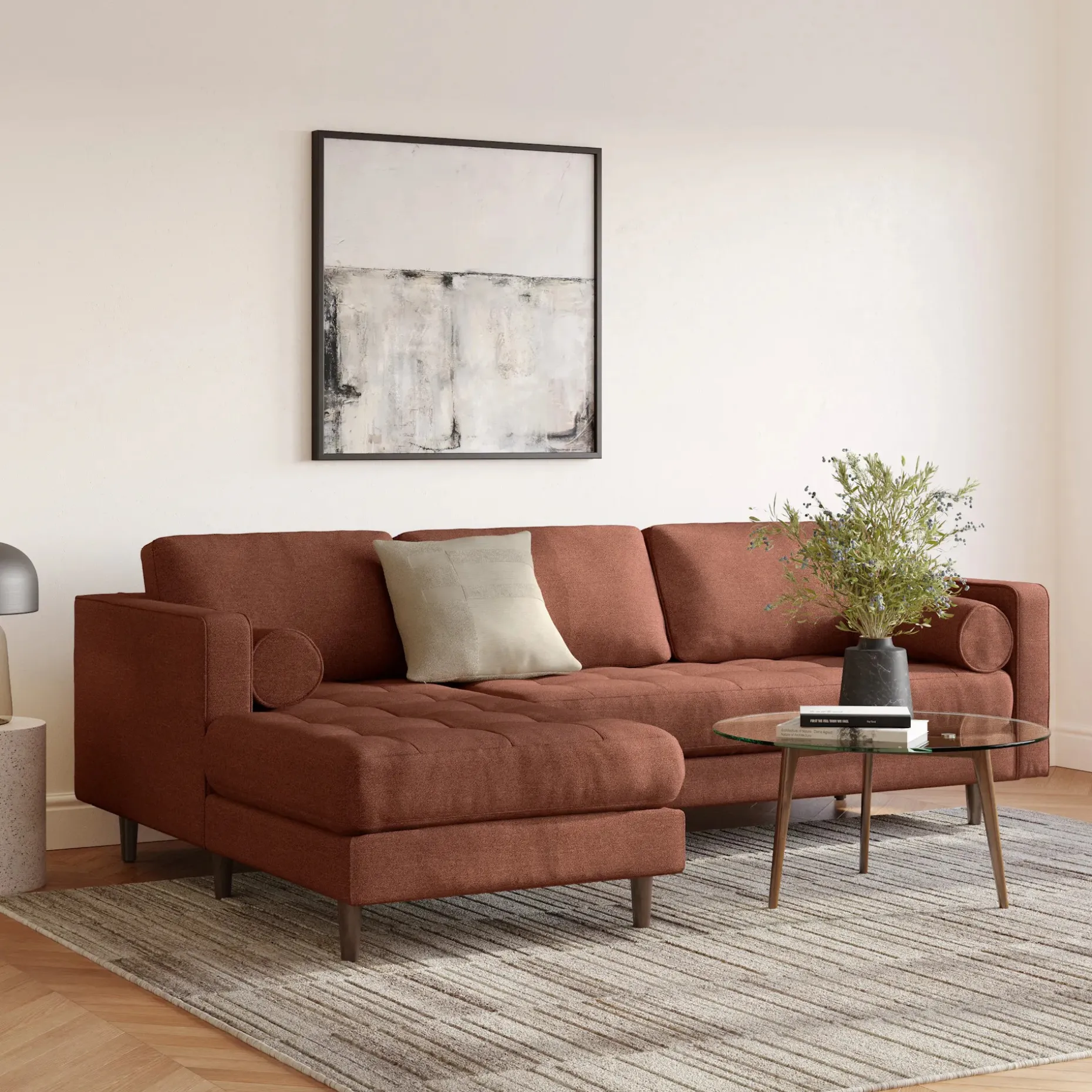 Sven 100" Tufted Left Sectional - Ratine Oxide