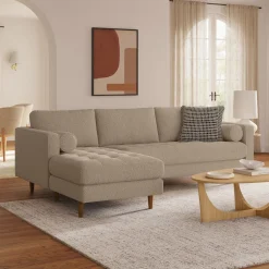 Sven 100" Tufted Left Sectional - Sandstone Wool Bouclé