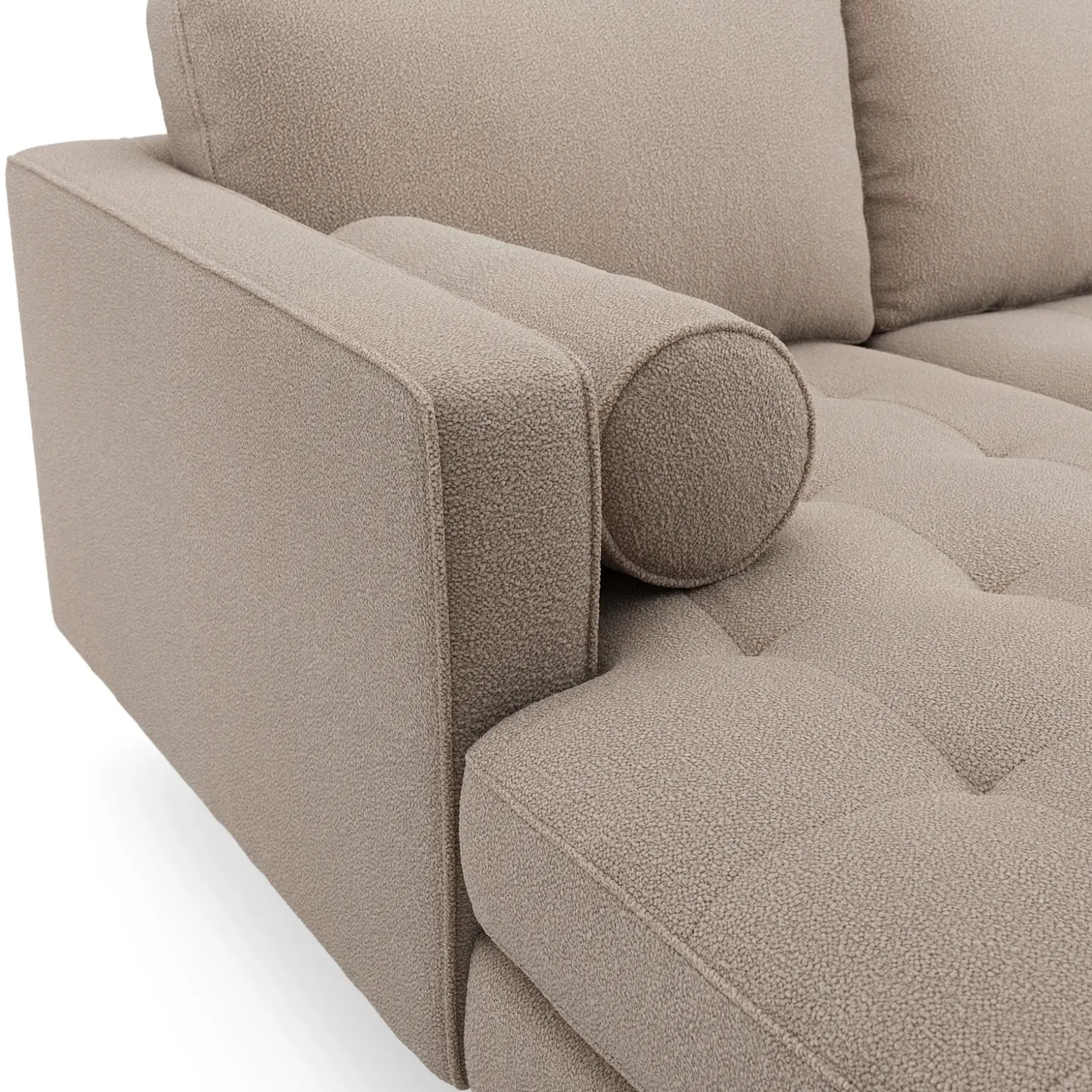 Sven 100" Tufted Left Sectional - Sandstone Wool Bouclé