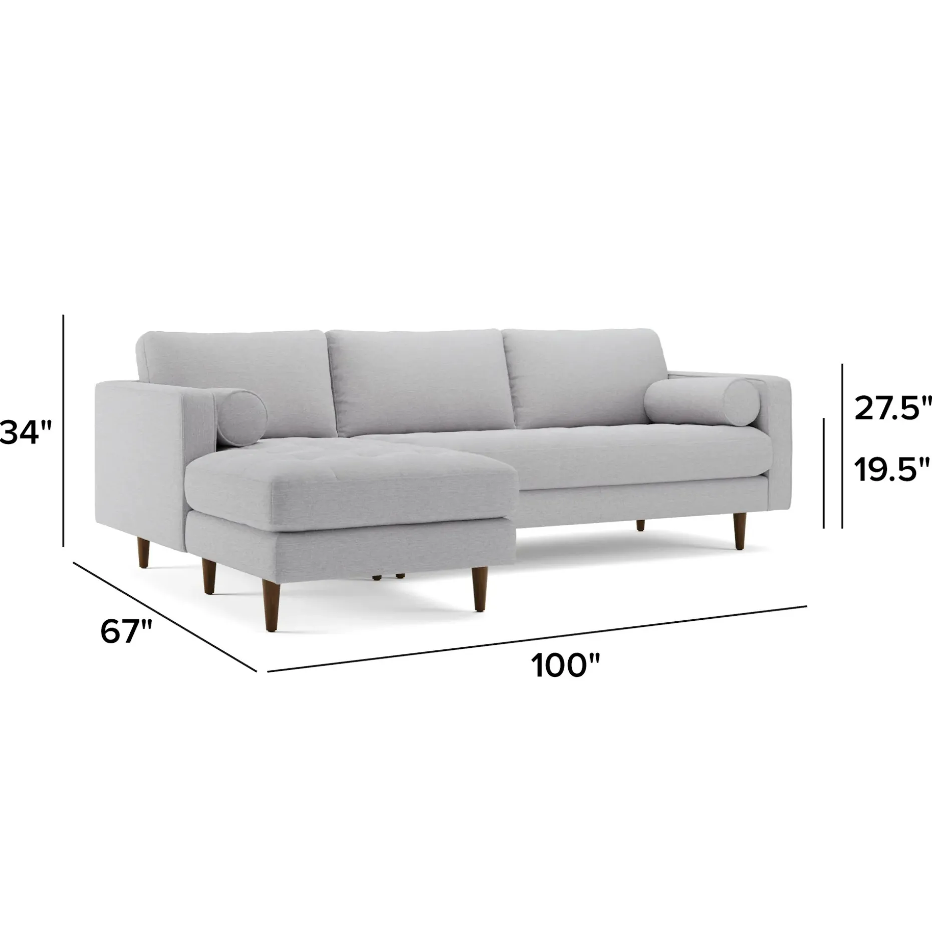 Sven 100" Tufted Left Sectional - Silver Ivory