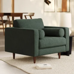 Sven 42" Tufted Lounge Chair - Green Wool Bouclé