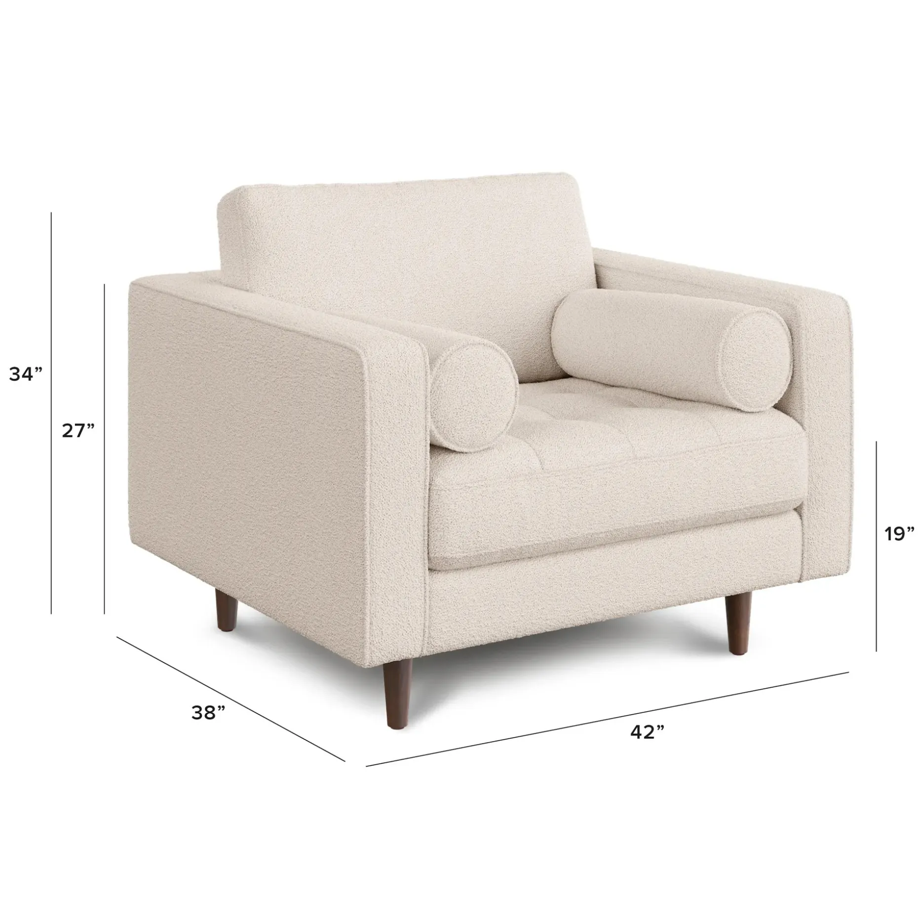 Sven 42" Tufted Lounge Chair - Ivory Wool Bouclé