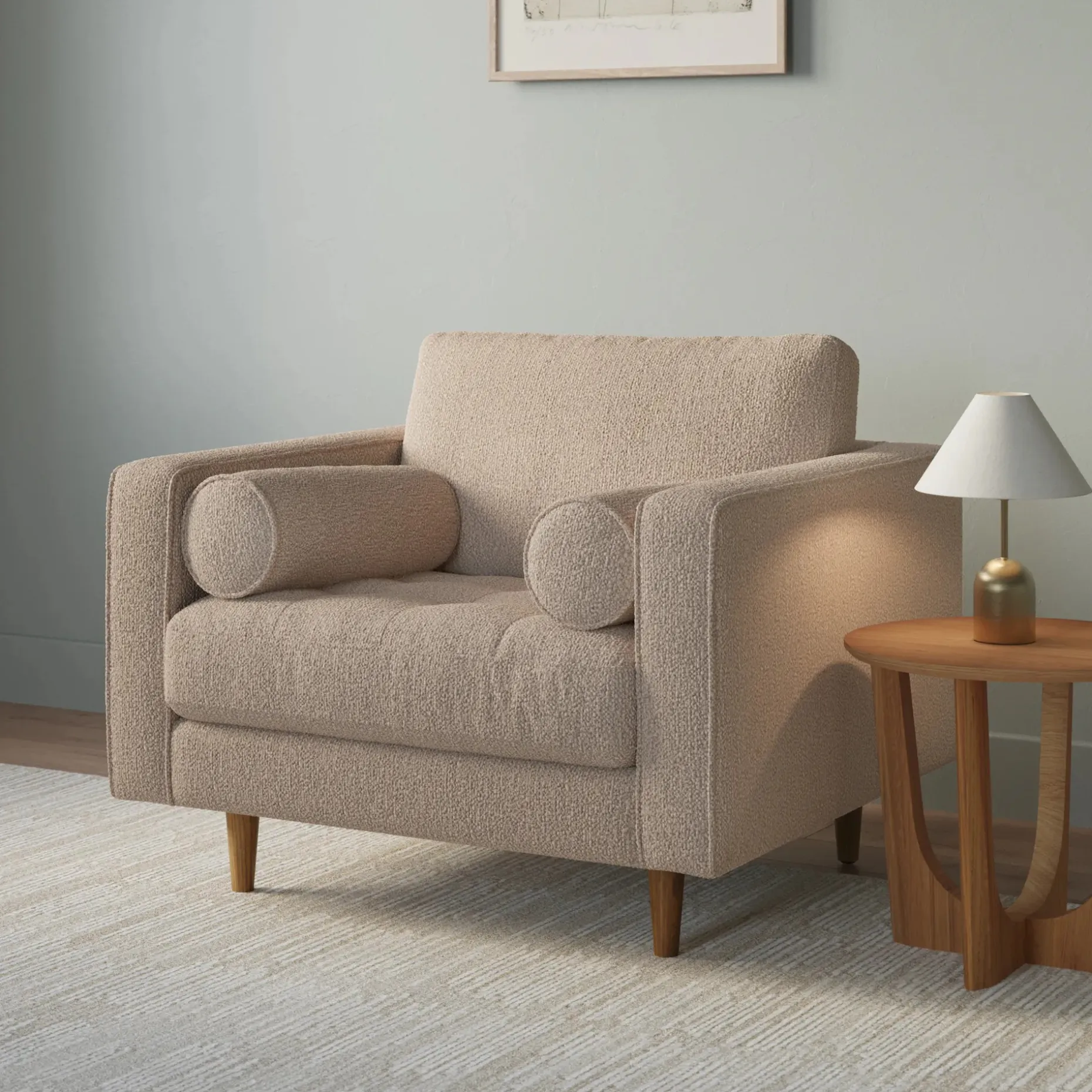 Sven 42" Tufted Lounge Chair - Sandstone Wool Bouclé
