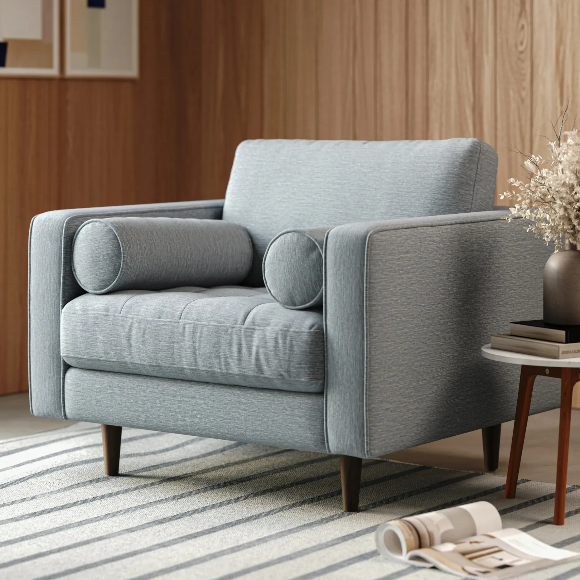 Sven 42" Tufted Lounge Chair - Silver Light Blue