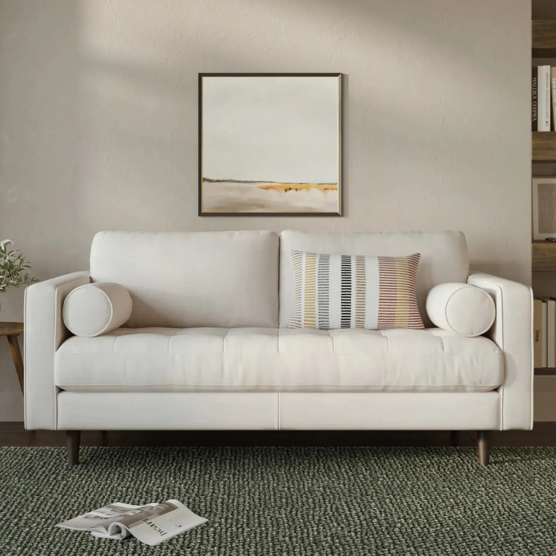 Sven 72" Tufted Loveseat - Biscuit Cream