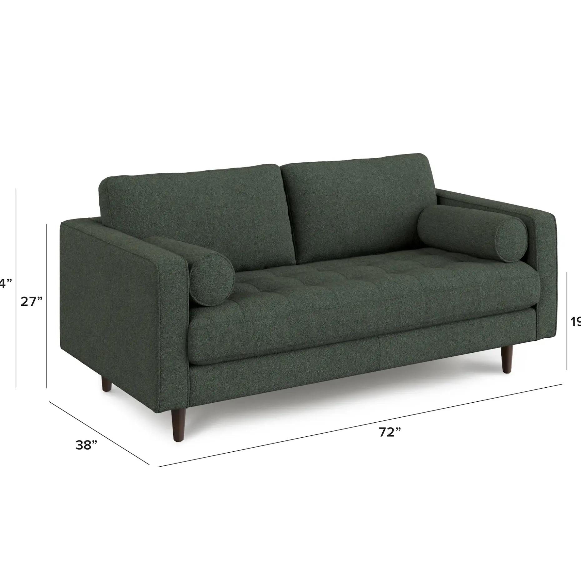 Sven 72" Tufted Loveseat - Green Wool Bouclé