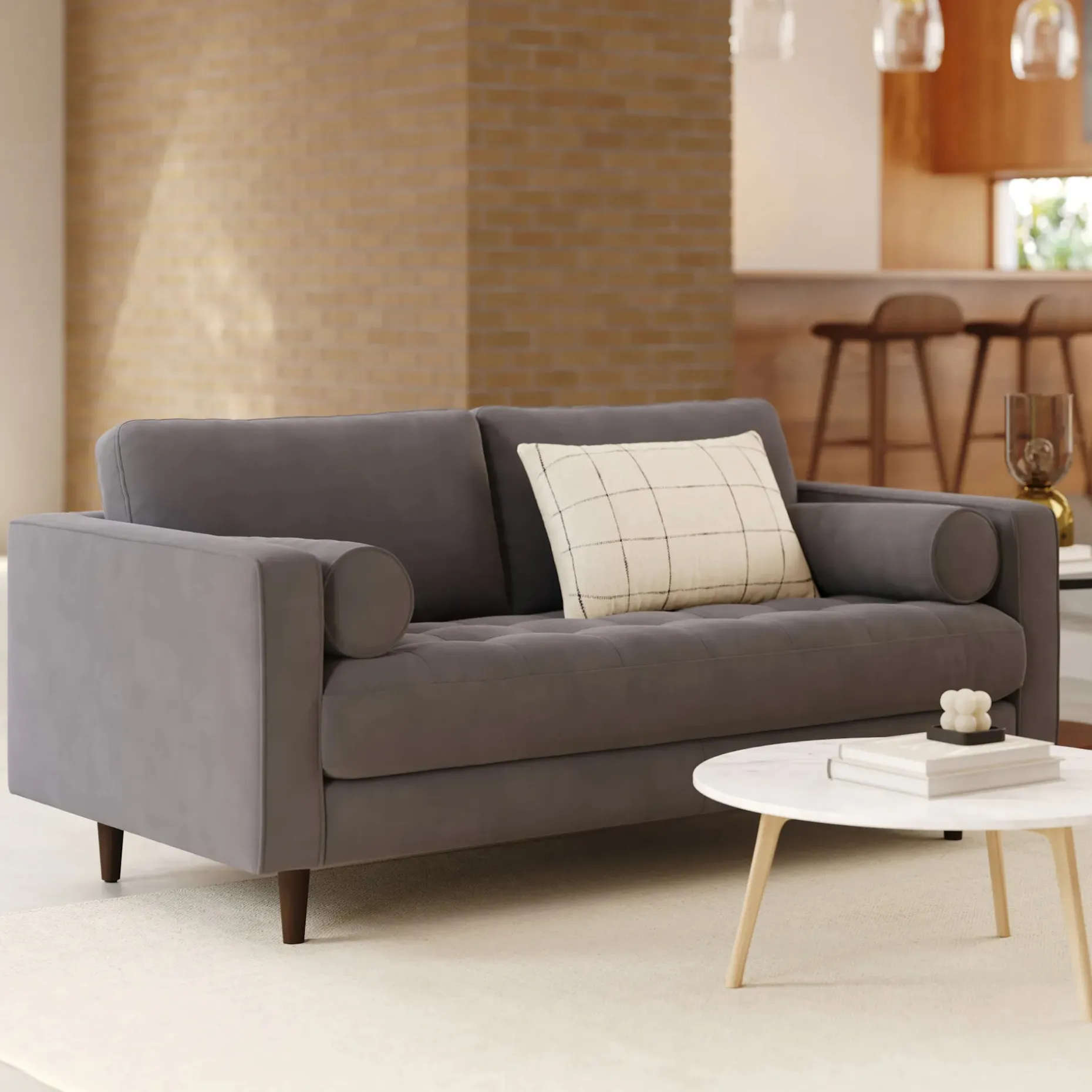 Sven 72" Tufted Loveseat - Hale Warm Gray