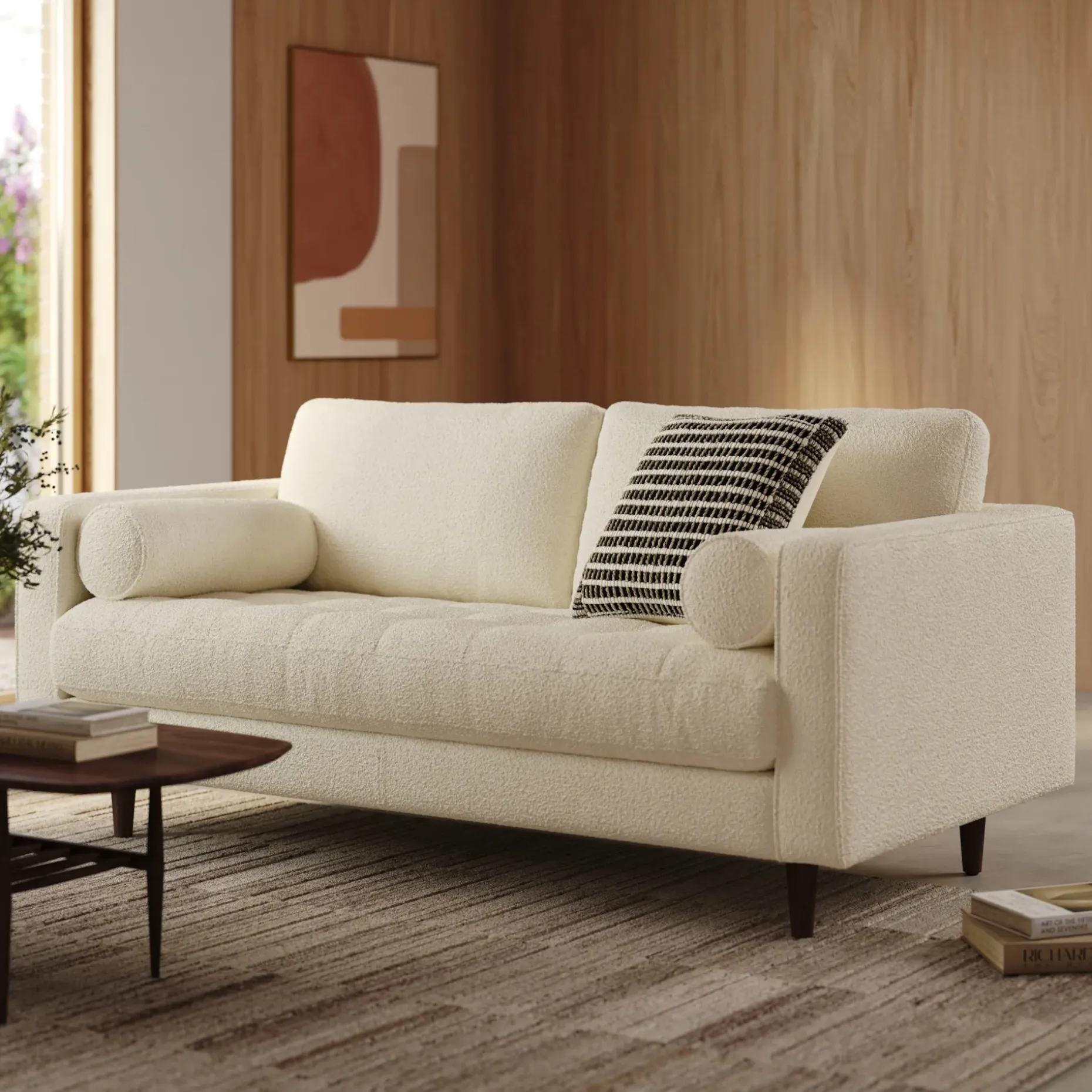 Sven 72" Tufted Loveseat - Ivory Wool Bouclé